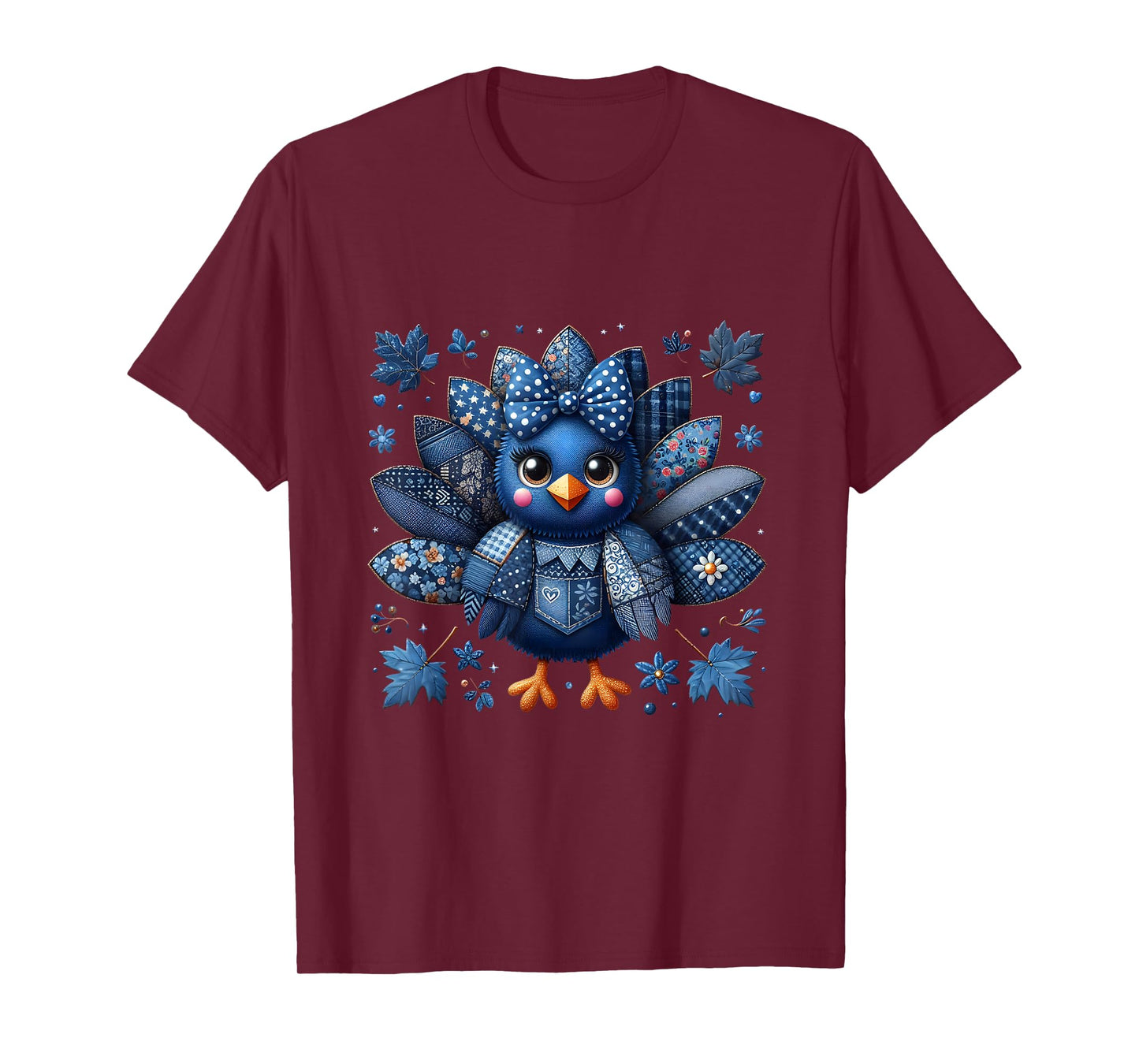 Grandma Mama Mom Denim Thankful Turkey Give Thanks T-Shirt