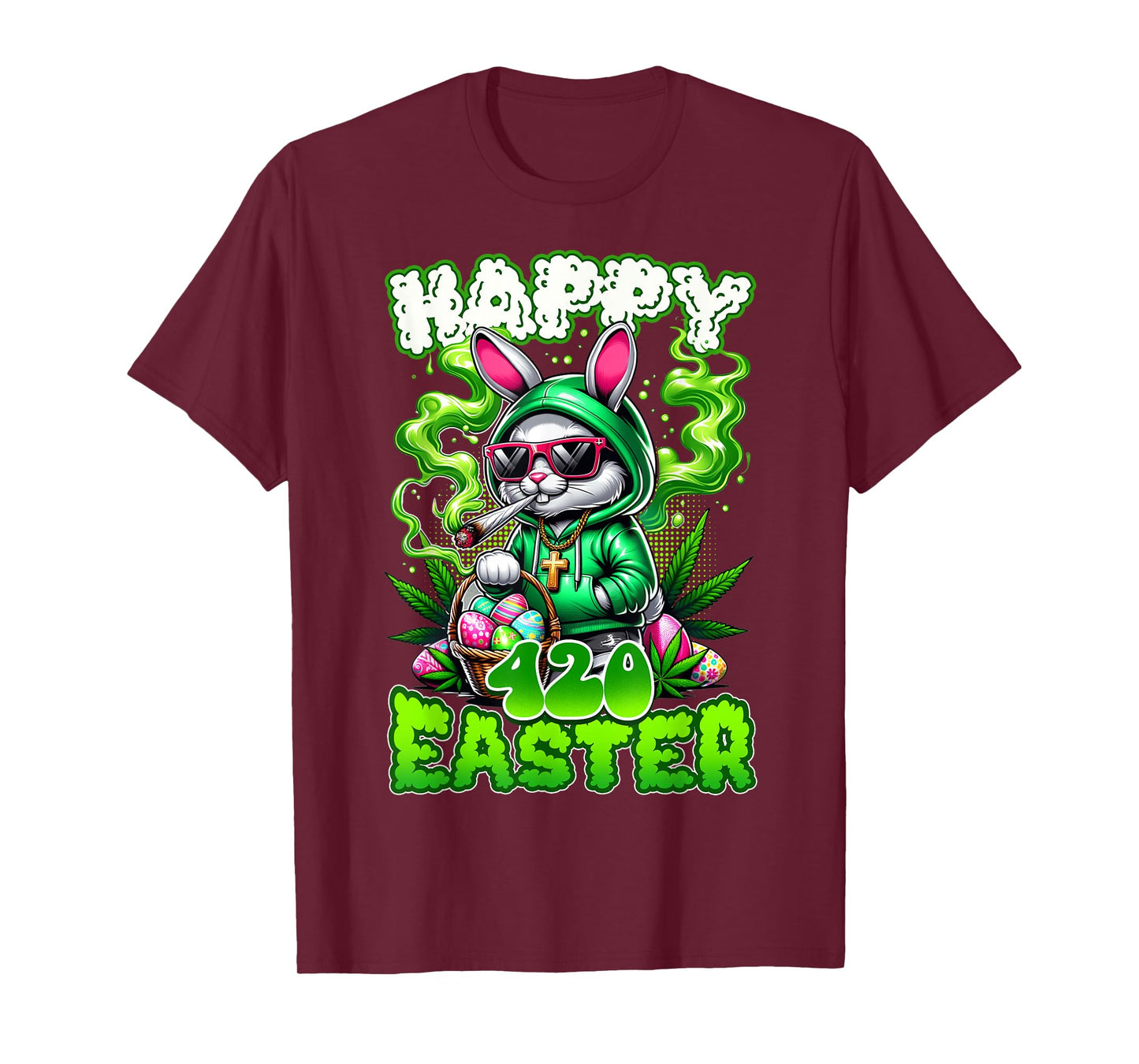 Happy 420 Easter Funny Smoking Weed Marijuana Easter Bunny T-Shirt