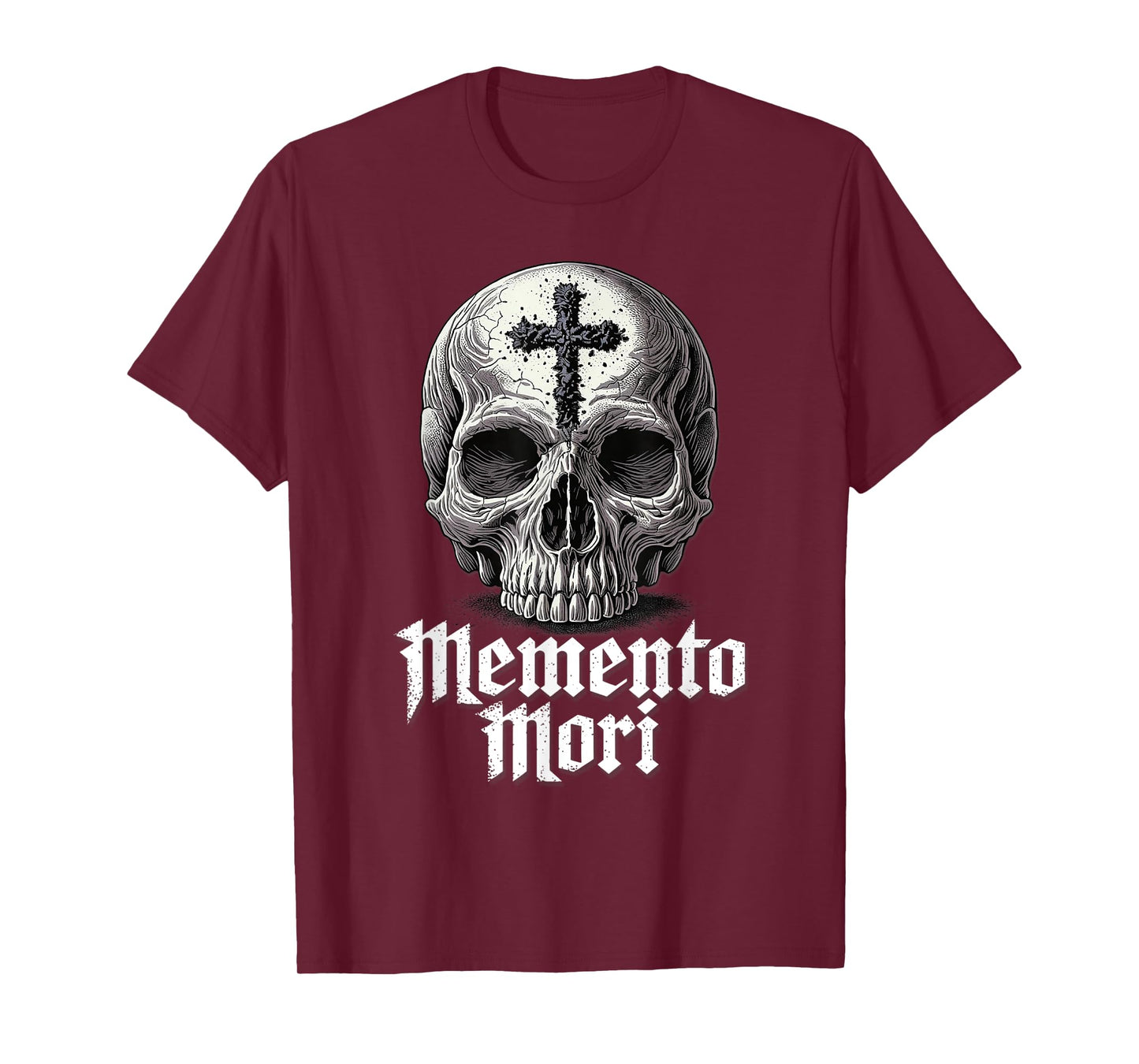 Memento Mori Catholic Crucifix Traditional Latin Mass Skull T-Shirt