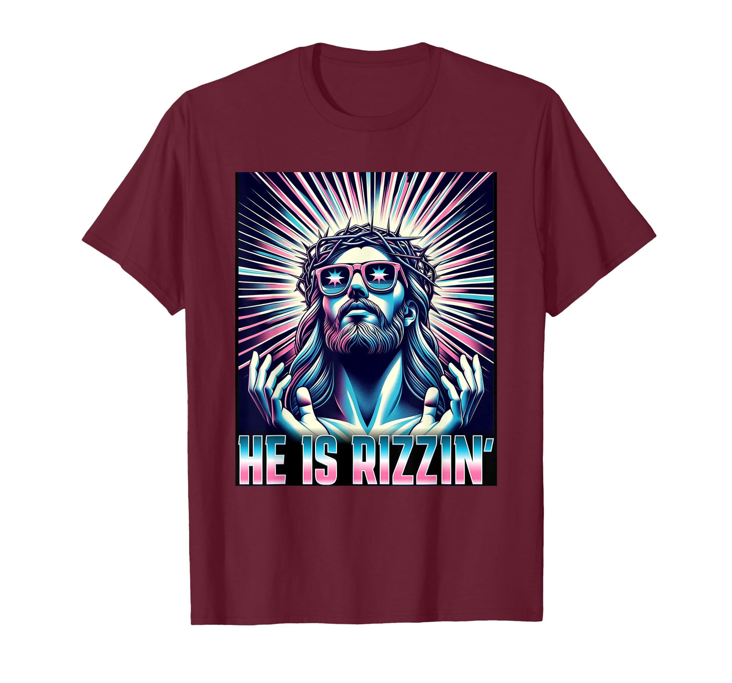Funny Easter Resurrection Rizz Meme He is Rizzin Jesus T-Shirt