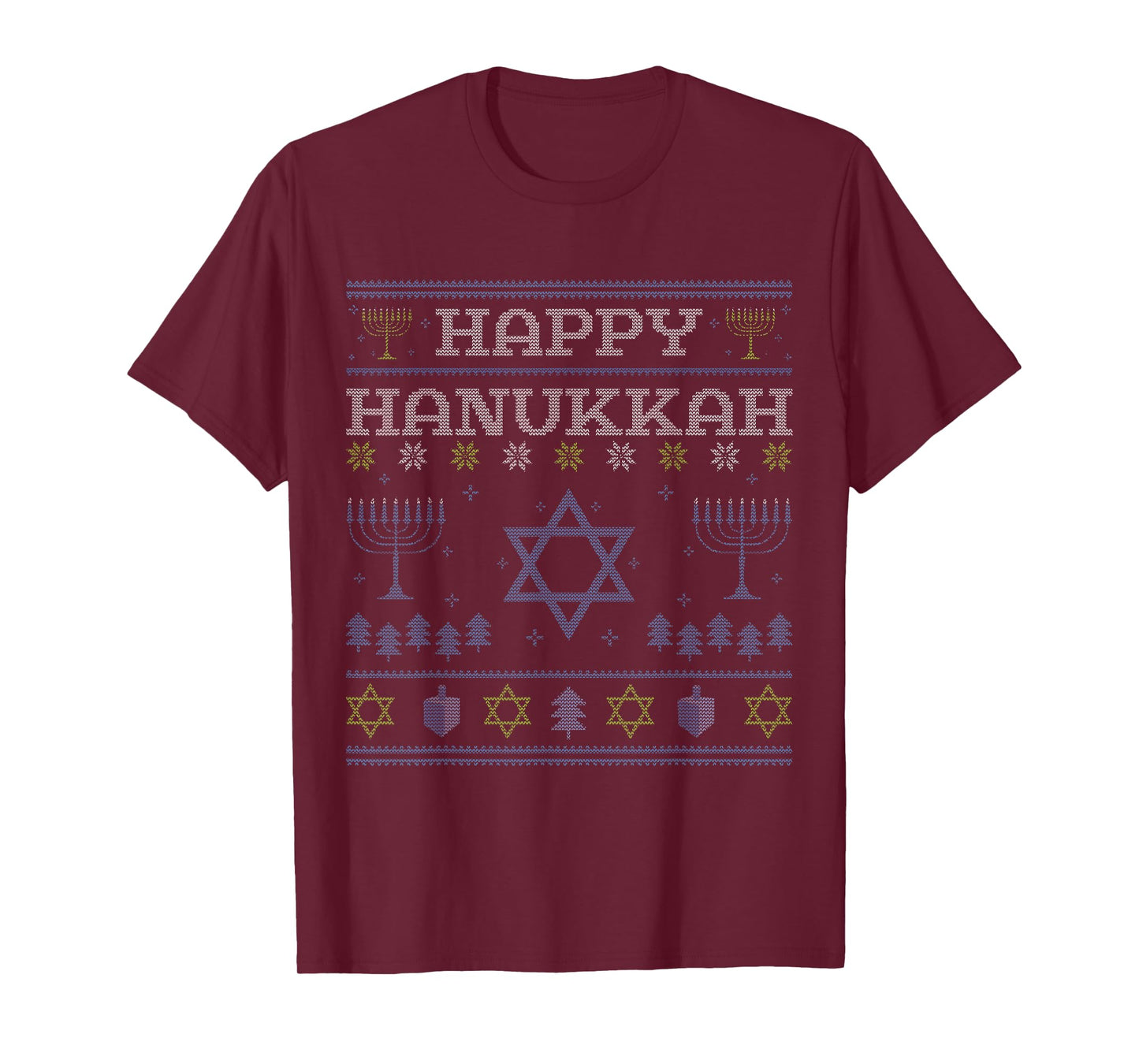 Happy Hanukkah Menorah Jewish Holiday Ugly Christmas T-Shirt