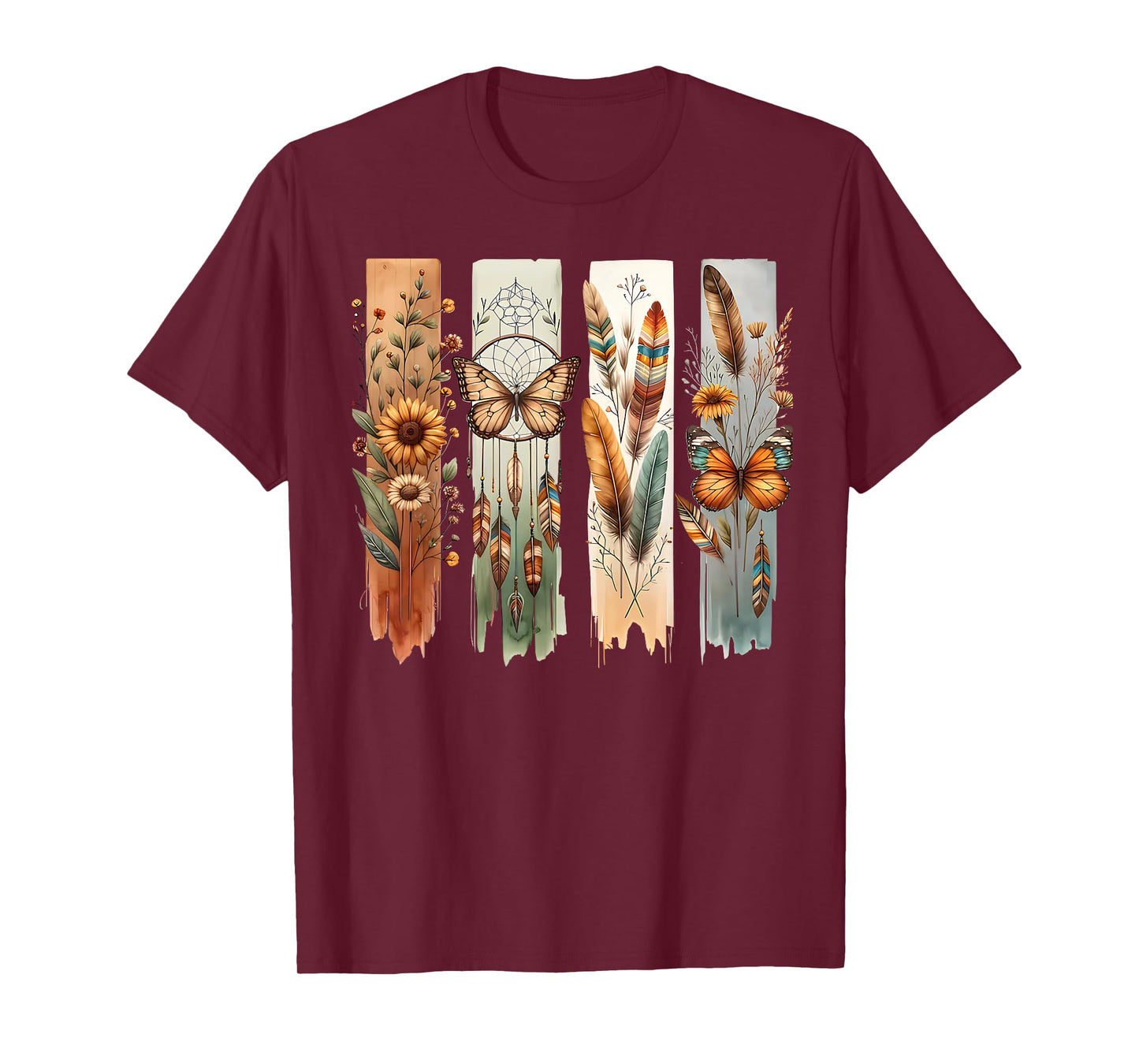 Sunflower Butterfly Heart Summer Floral Girls Sunset Beach T-Shirt