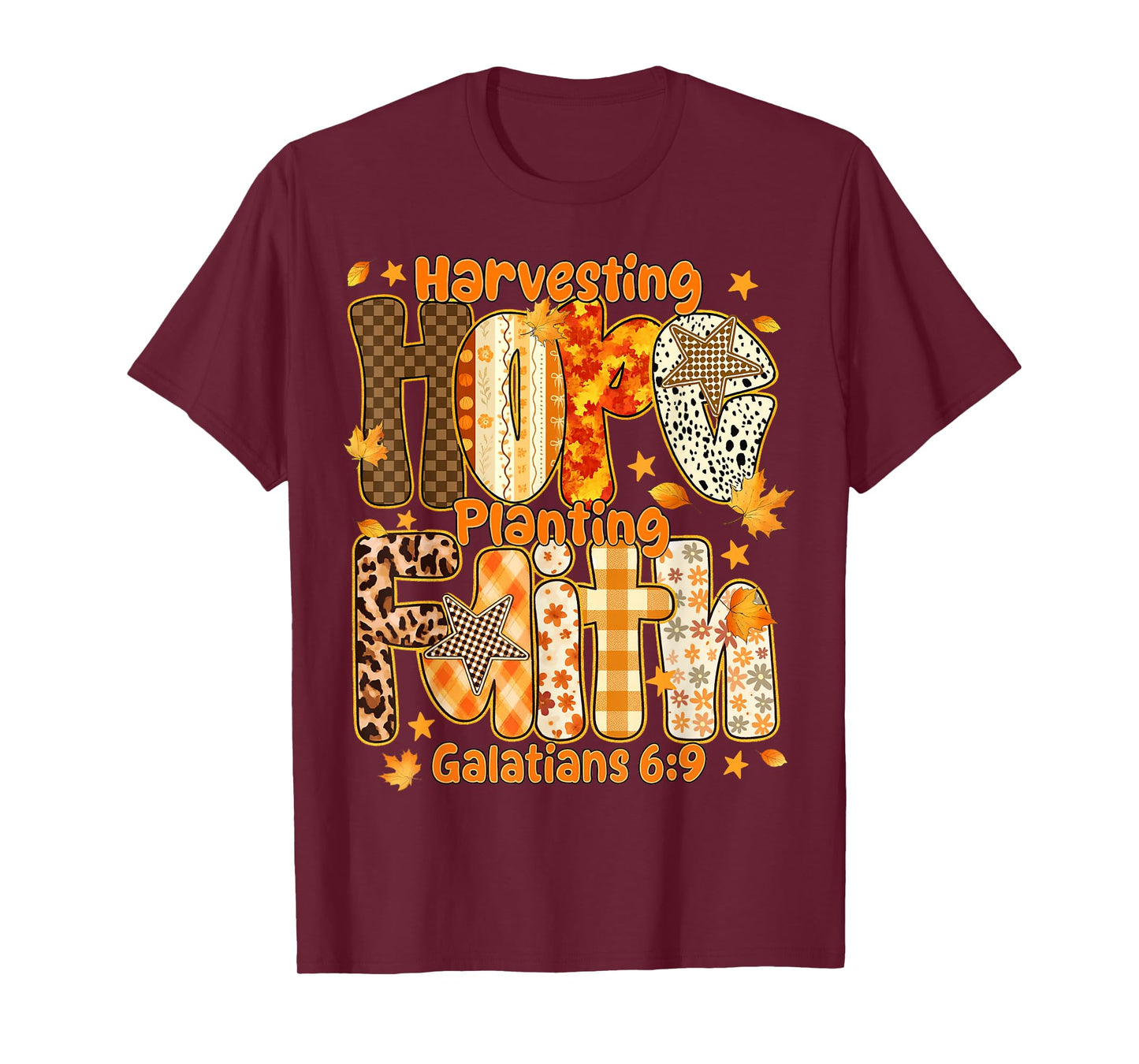 Harvesting Hope Plating Faith Christian Fall Autumn Leaves T-Shirt