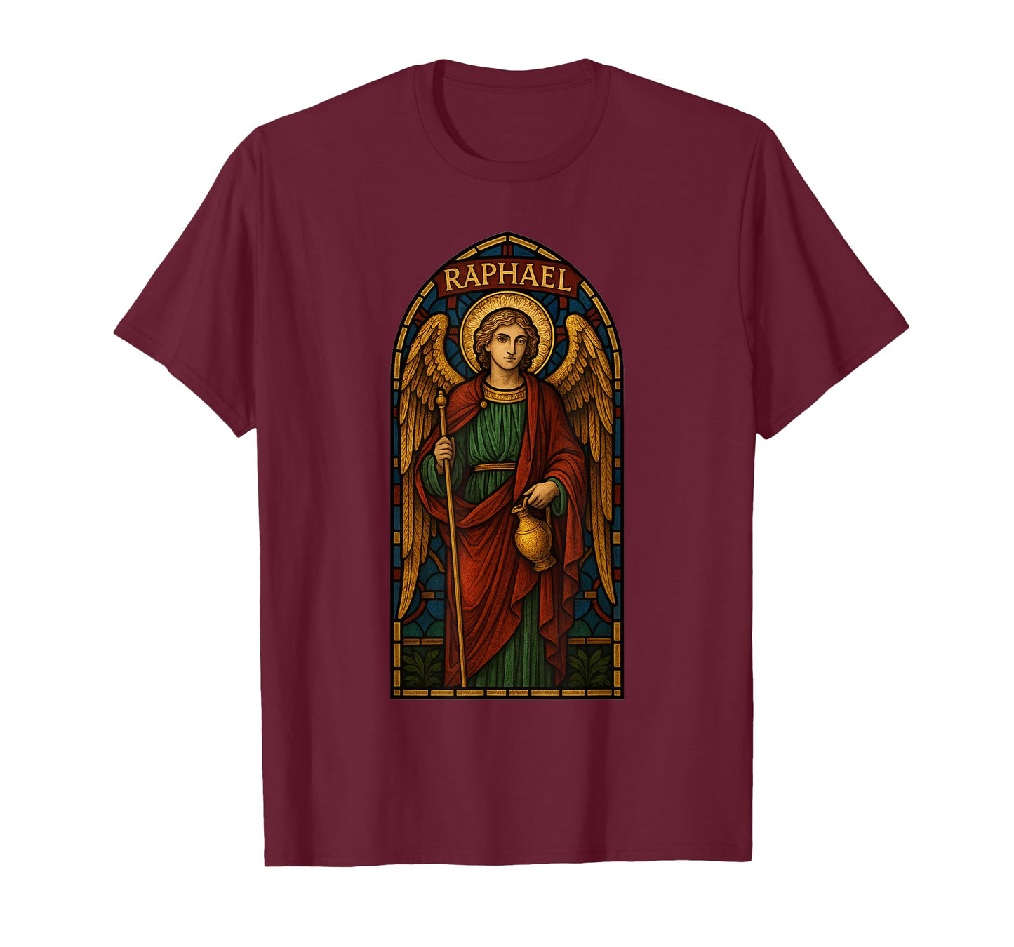 Stained Glass Saint Archangel Raphael T-Shirt