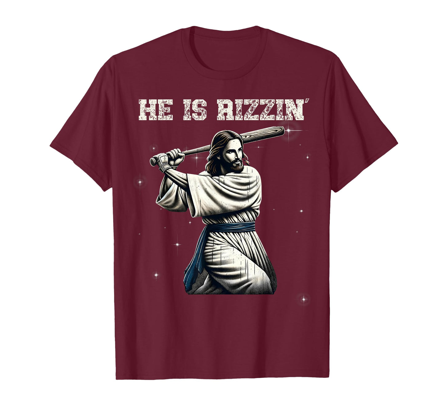 He is Rizzin Jesus Playing Baseball Funny Sports Rizz T-Shirt