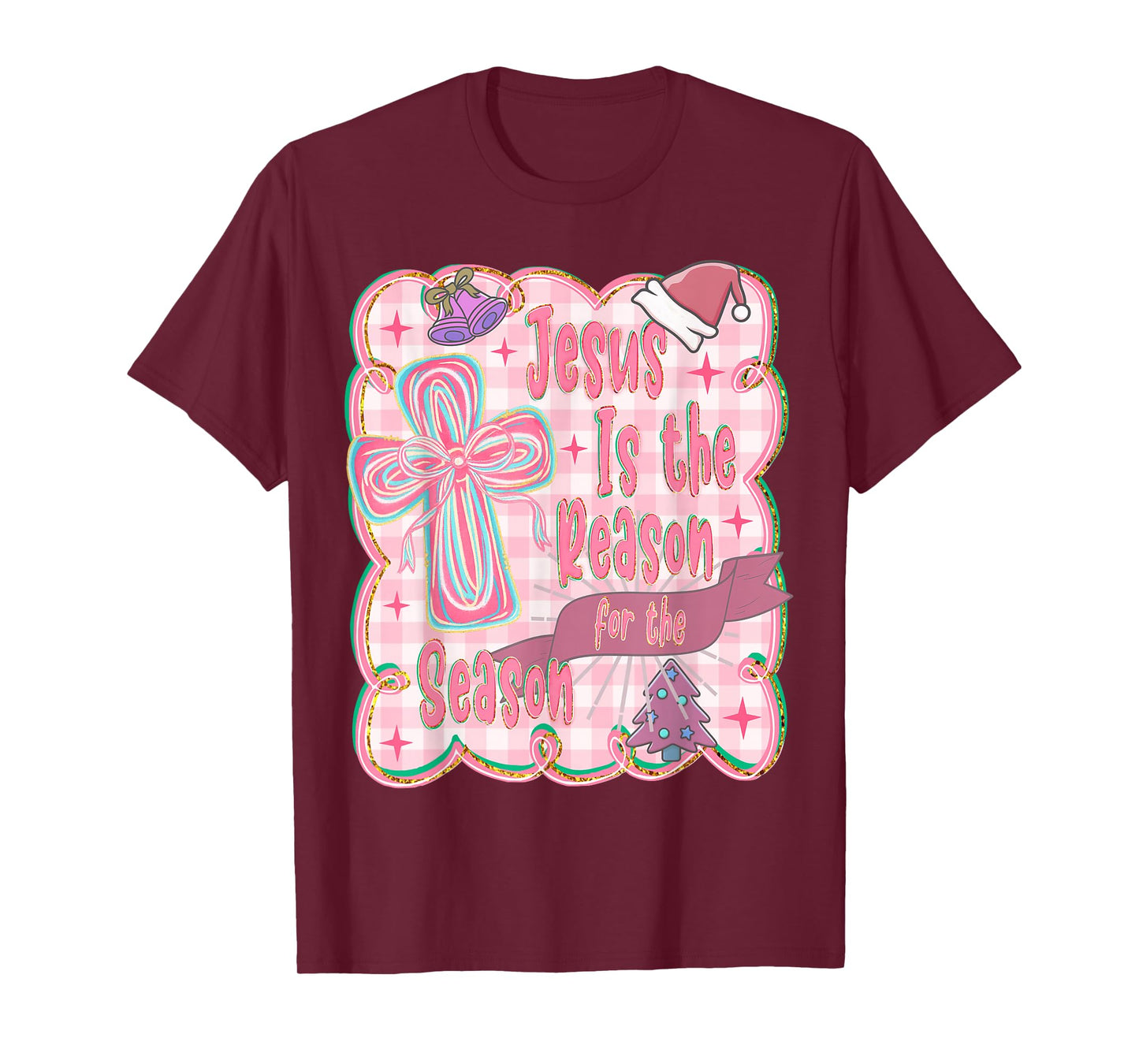 Christ Jesus is The Reason for The Season Xmas Coquette Bow T-Shirt