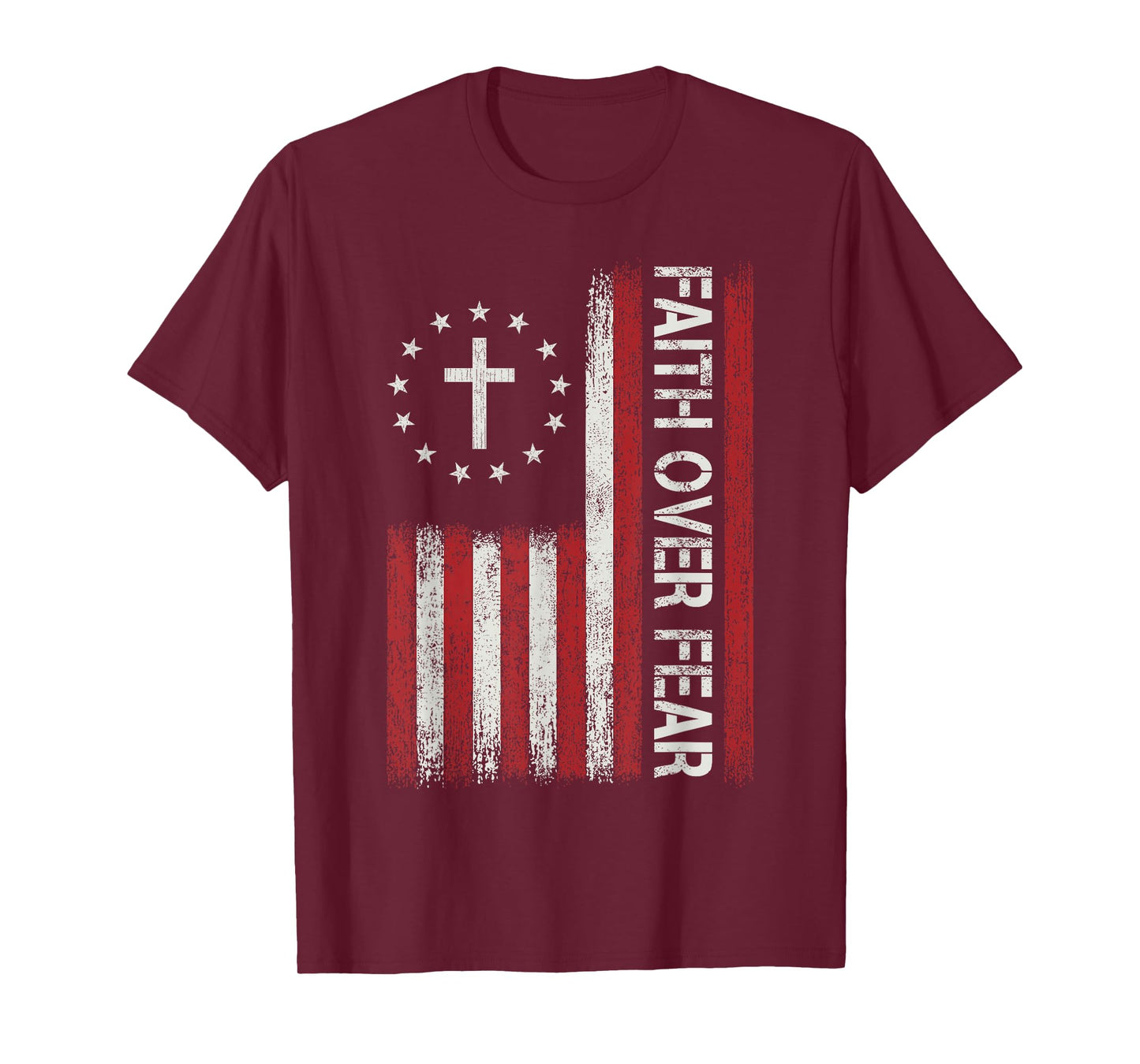 Faith Over Fear God Jesus Christian Bible Cross Religious T-Shirt