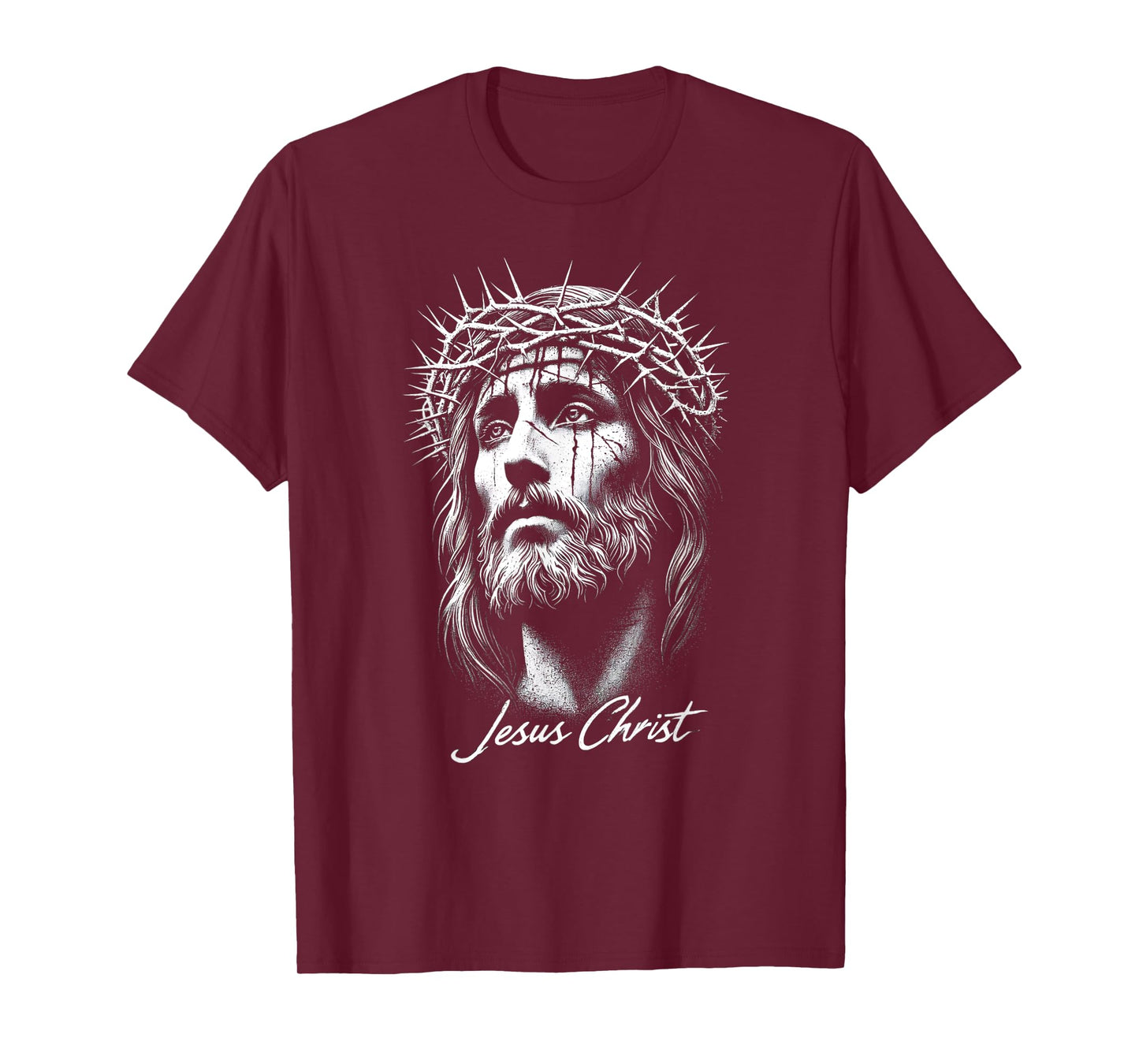 Jesus Christ in Crown of Thorns Distressed T-Shirt T-Shirt