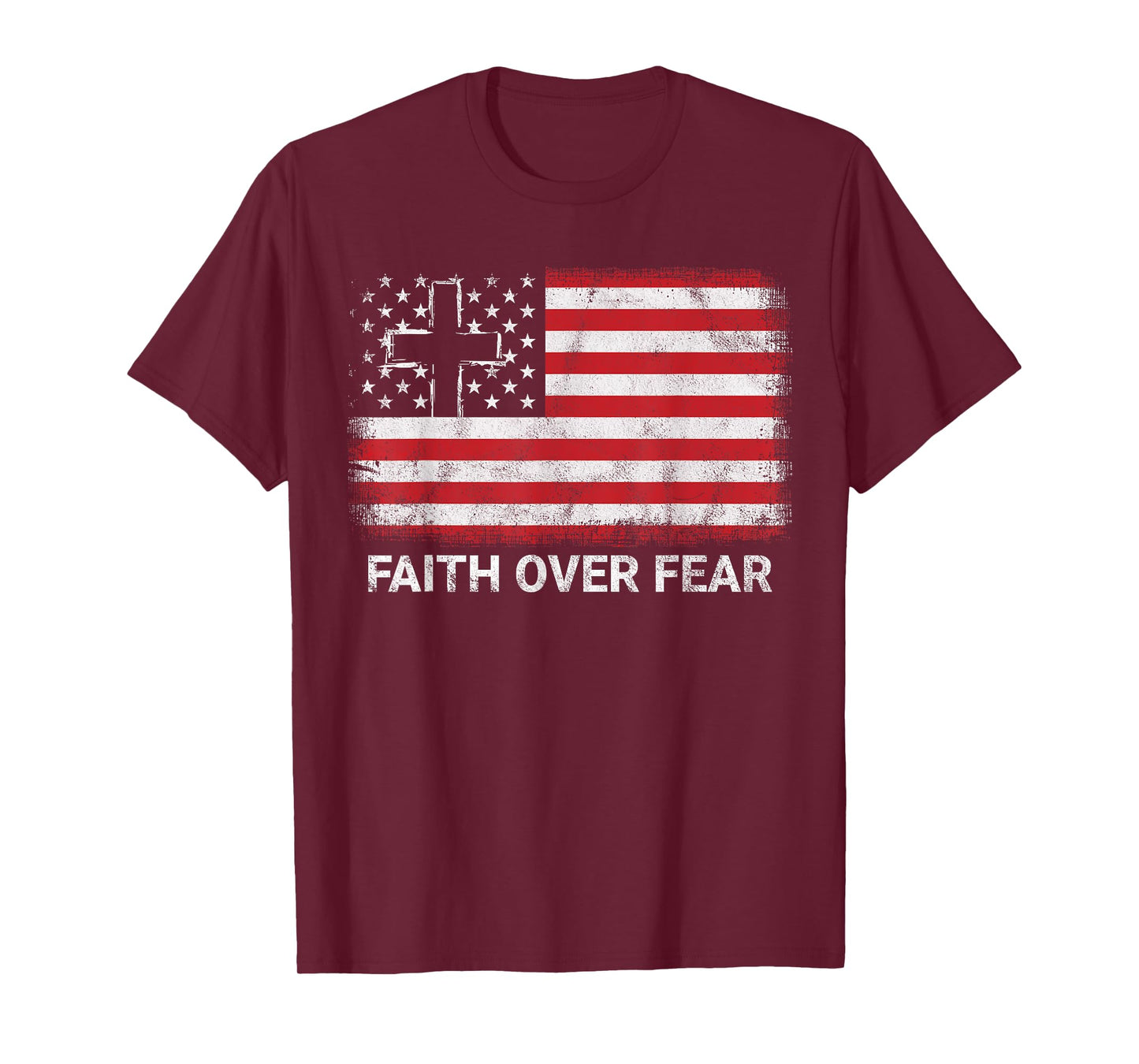 Faith Over Fear 4th of July Patriotic USA Flag T-Shirt