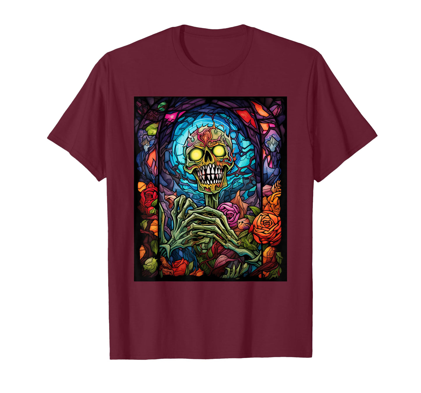 Stained Glass Style Zombie Halloween T-Shirt