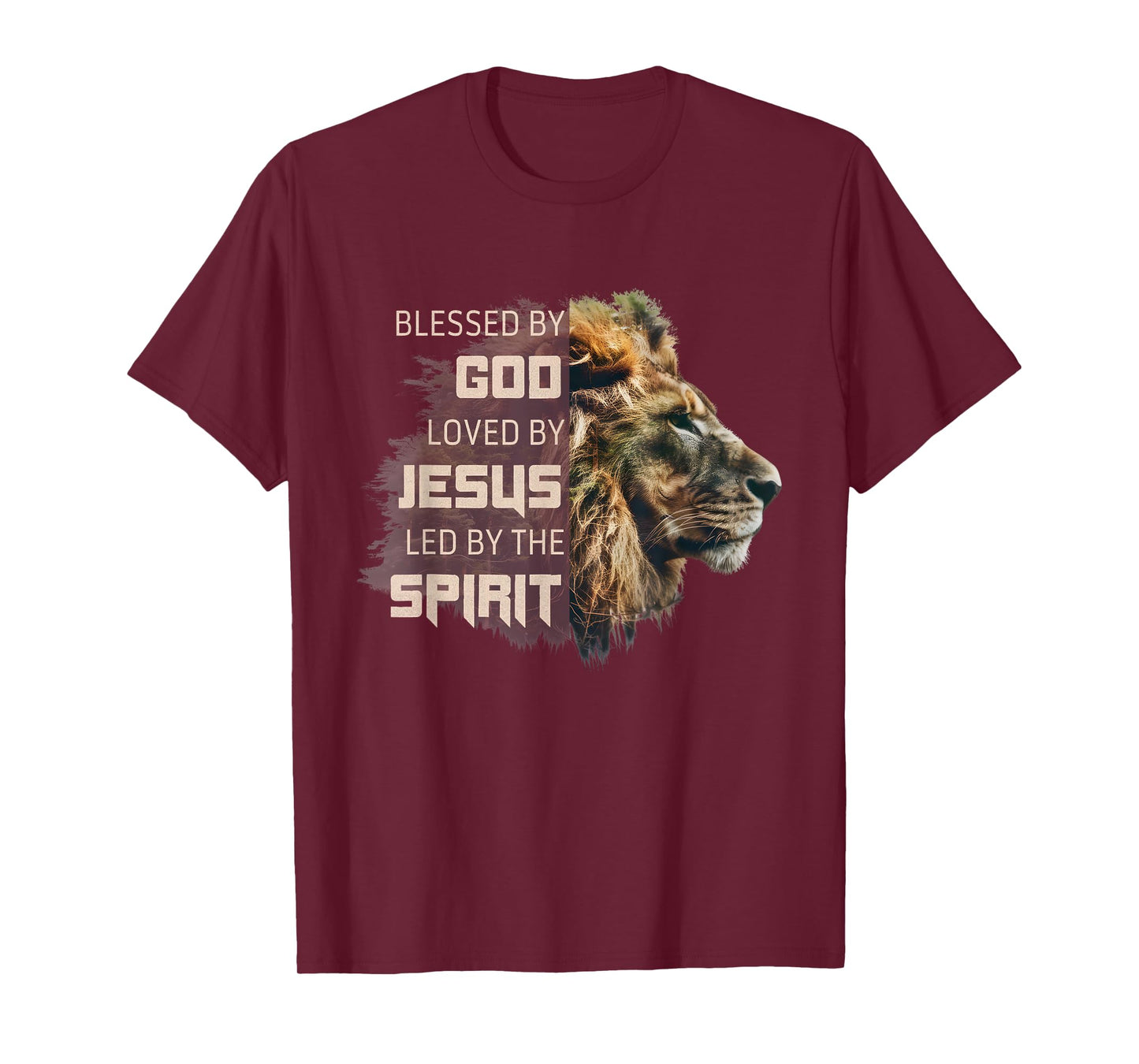 Blessed by God Loved by Jesus Religious Faith Christian Lion T-Shirt