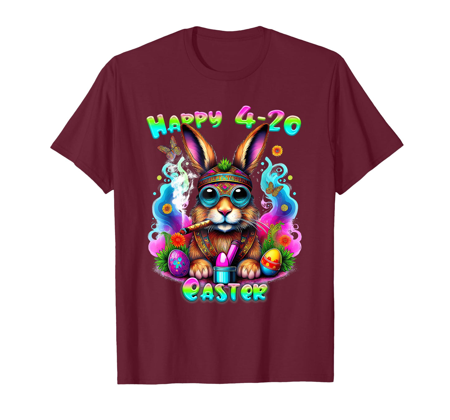 Happy 420 Easter Day Bunny Smoking Weed Marijuana Funny 420 T-Shirt