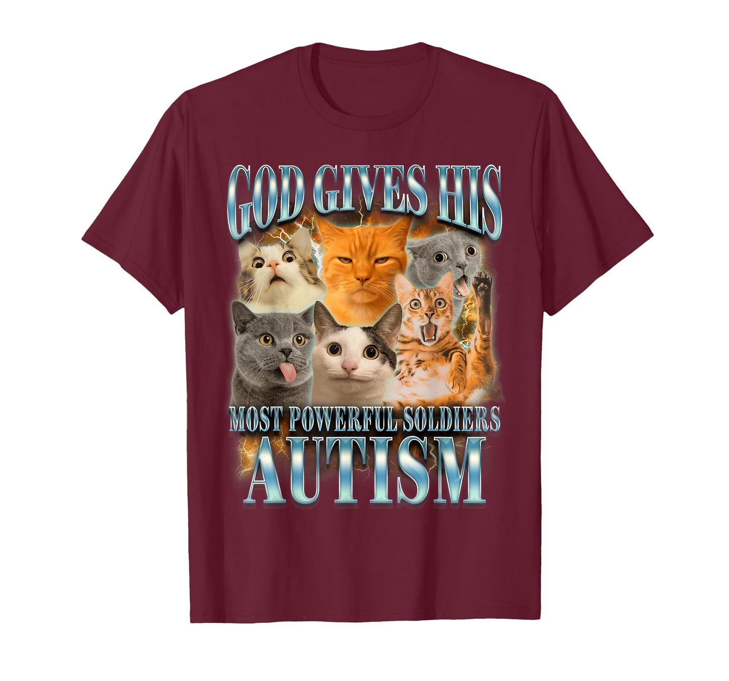 Autism Cat Lover God Gives His Most Powerful Soldiers Autism T-Shirt