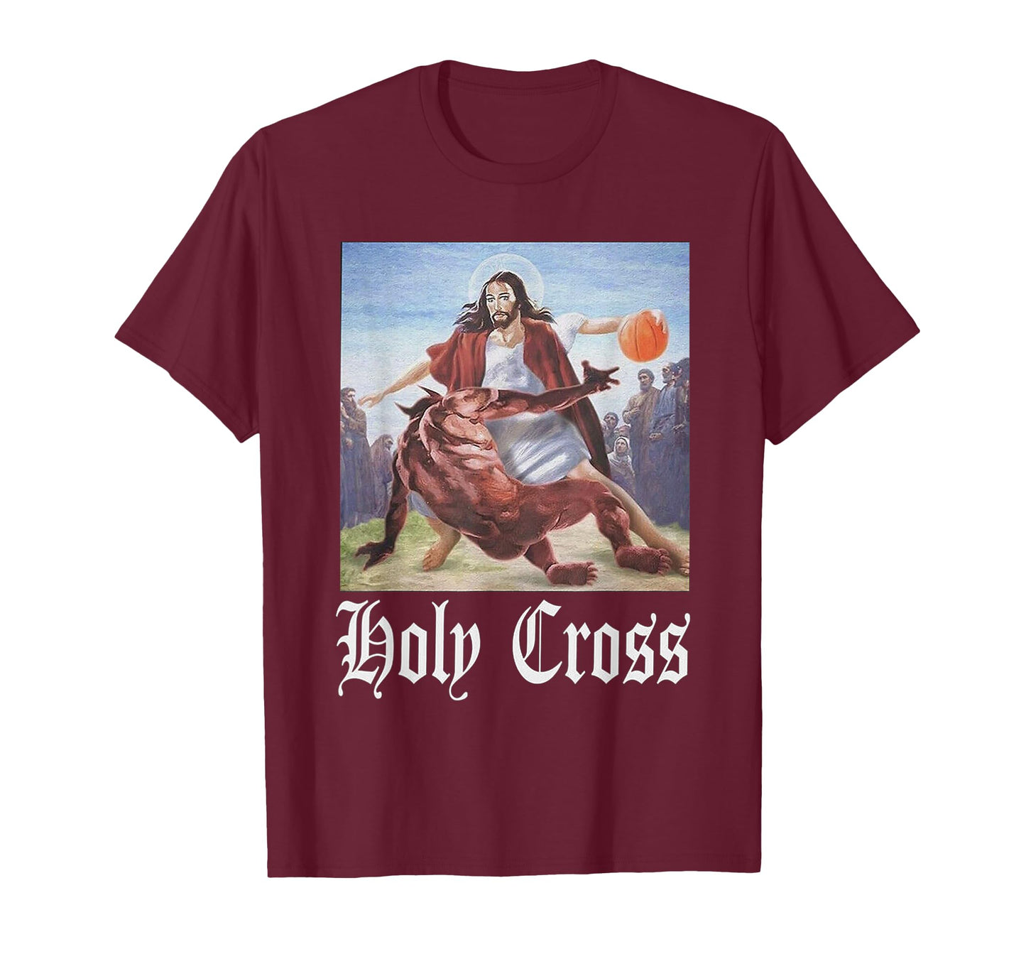 Not Today Satan Jesus Crossover Basketball Holy Cross T-Shirt