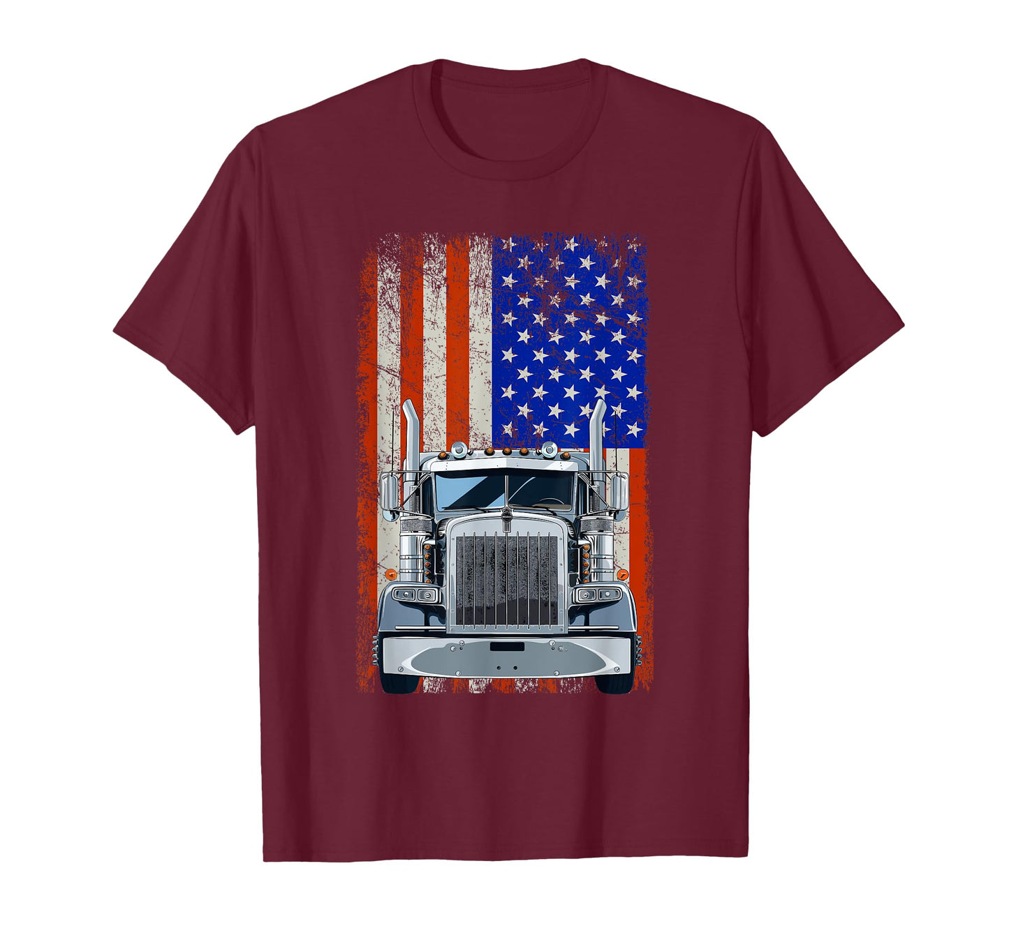 US American Flag Semi Truck Driver T-Shirt