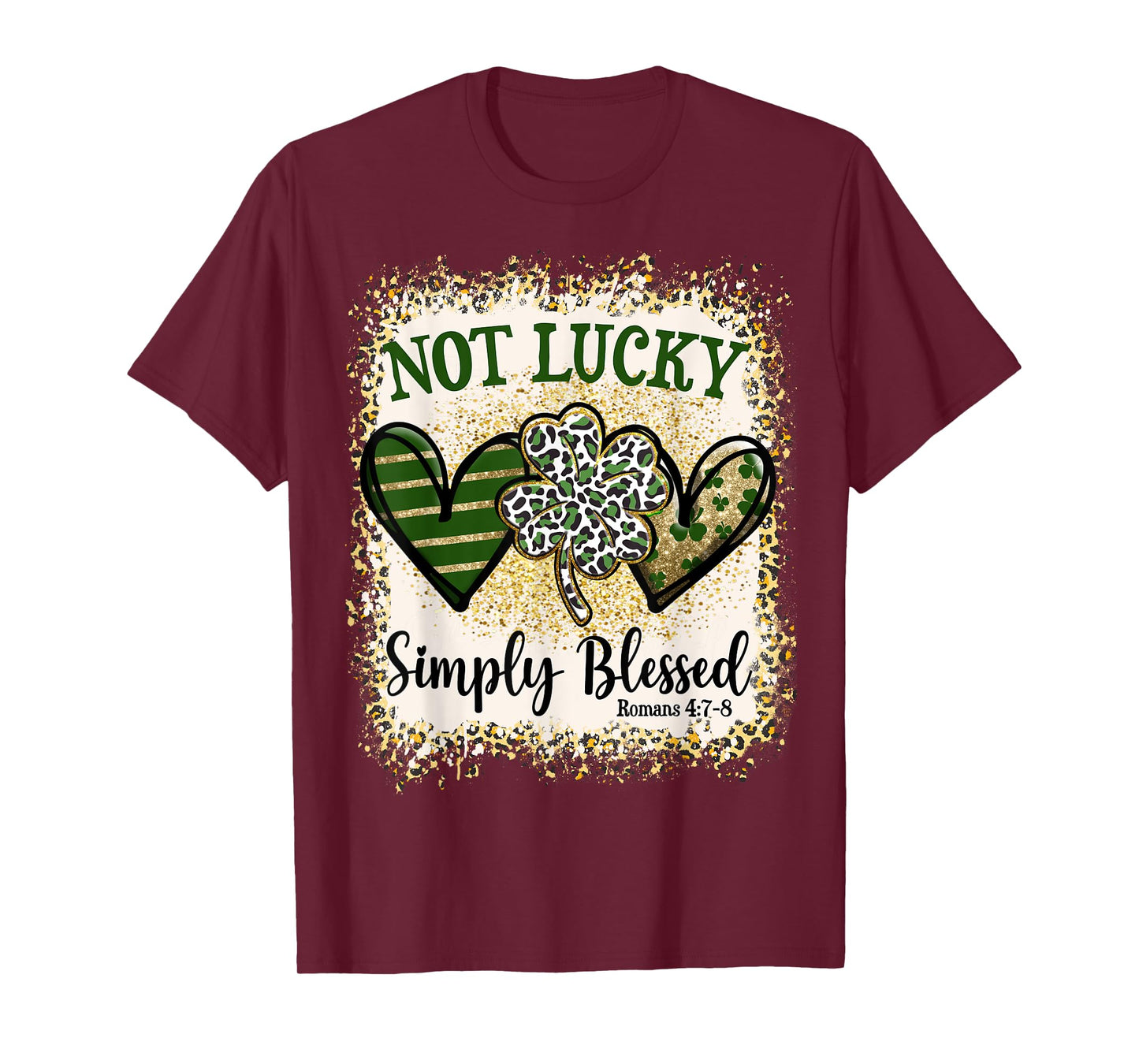 Not Lucky Simply Blessed St Patricks Day Leopard Shamrock T-Shirt