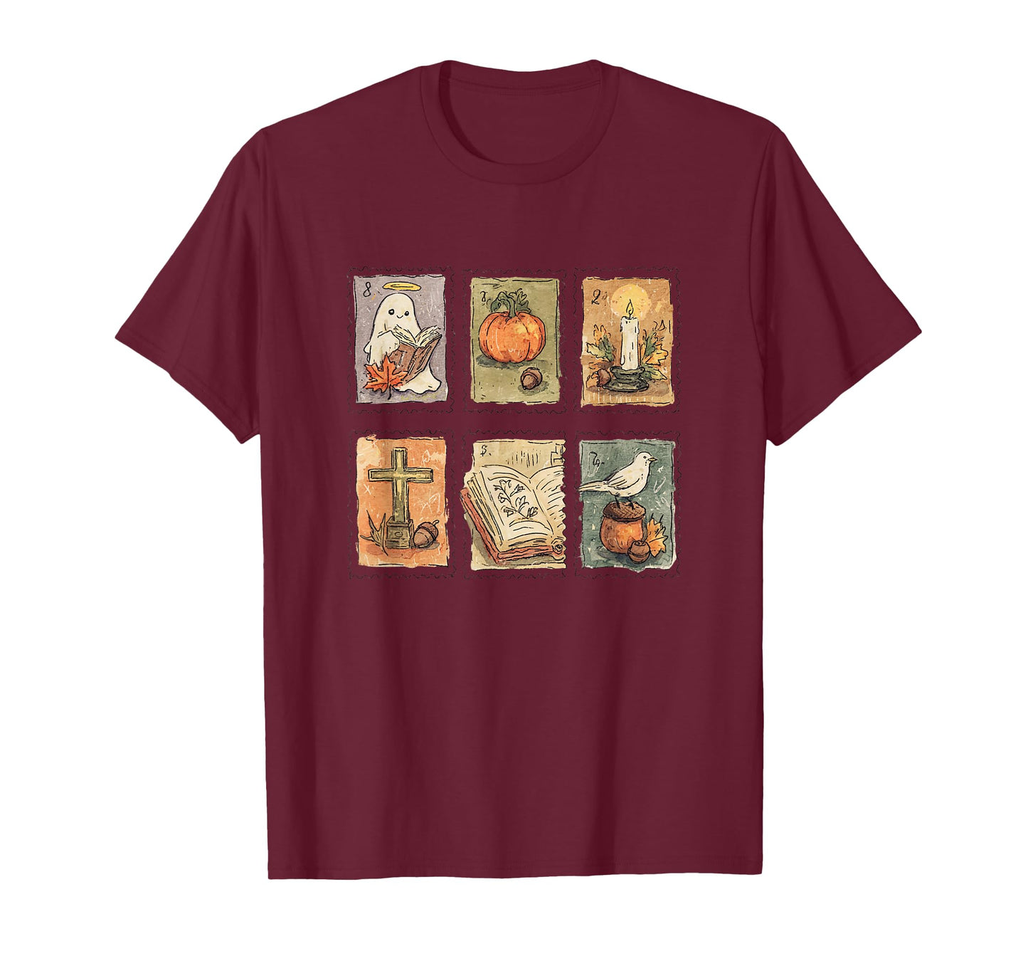 Christian Halloween Retro Stamps Faith Themed Vintage Fall T-Shirt