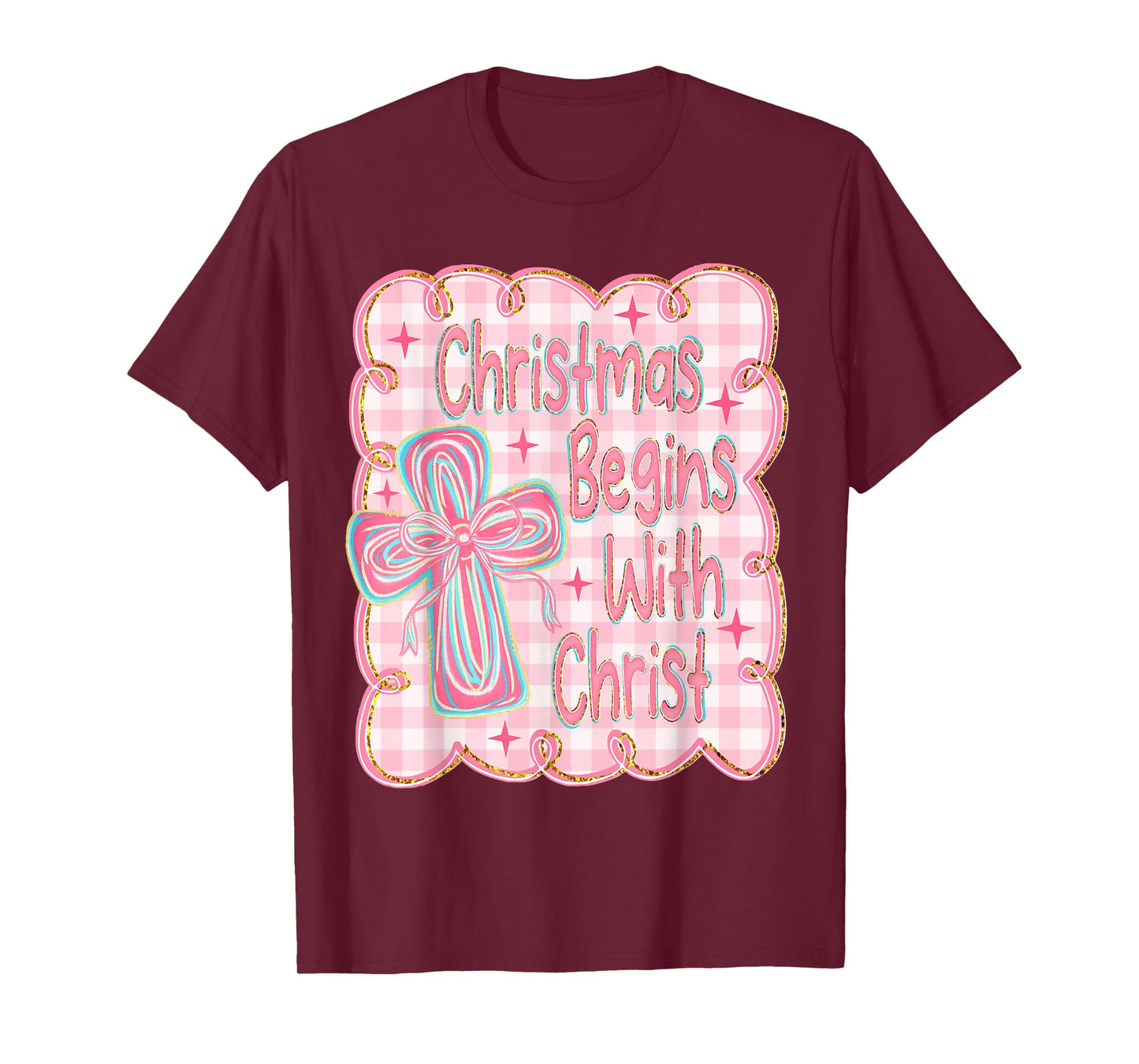 Christmas Begins with Christ Snowman Christian Religious T-Shirt