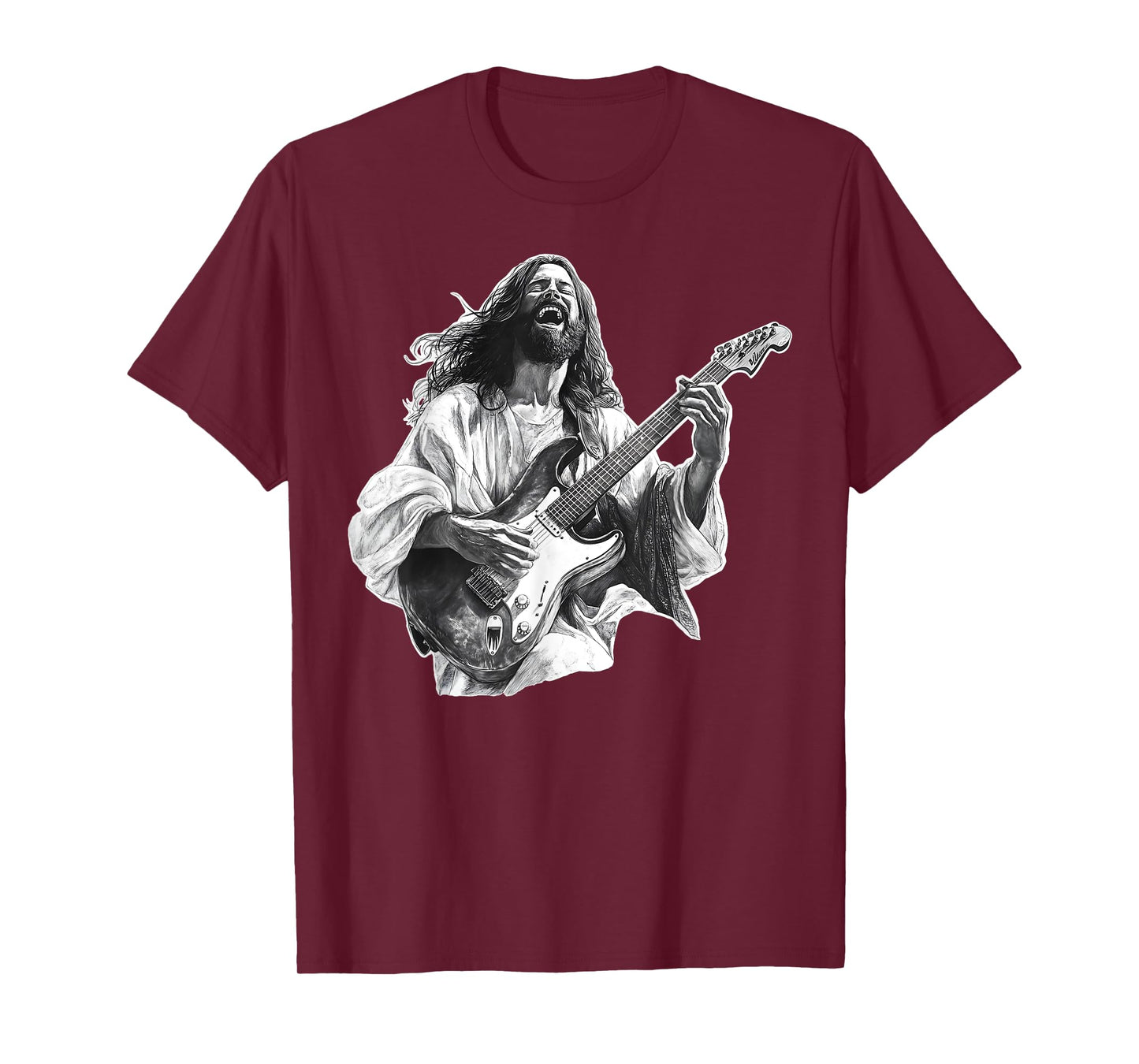 Jesus the Solid Rock Playing Electric Guitar and Laughing T-Shirt