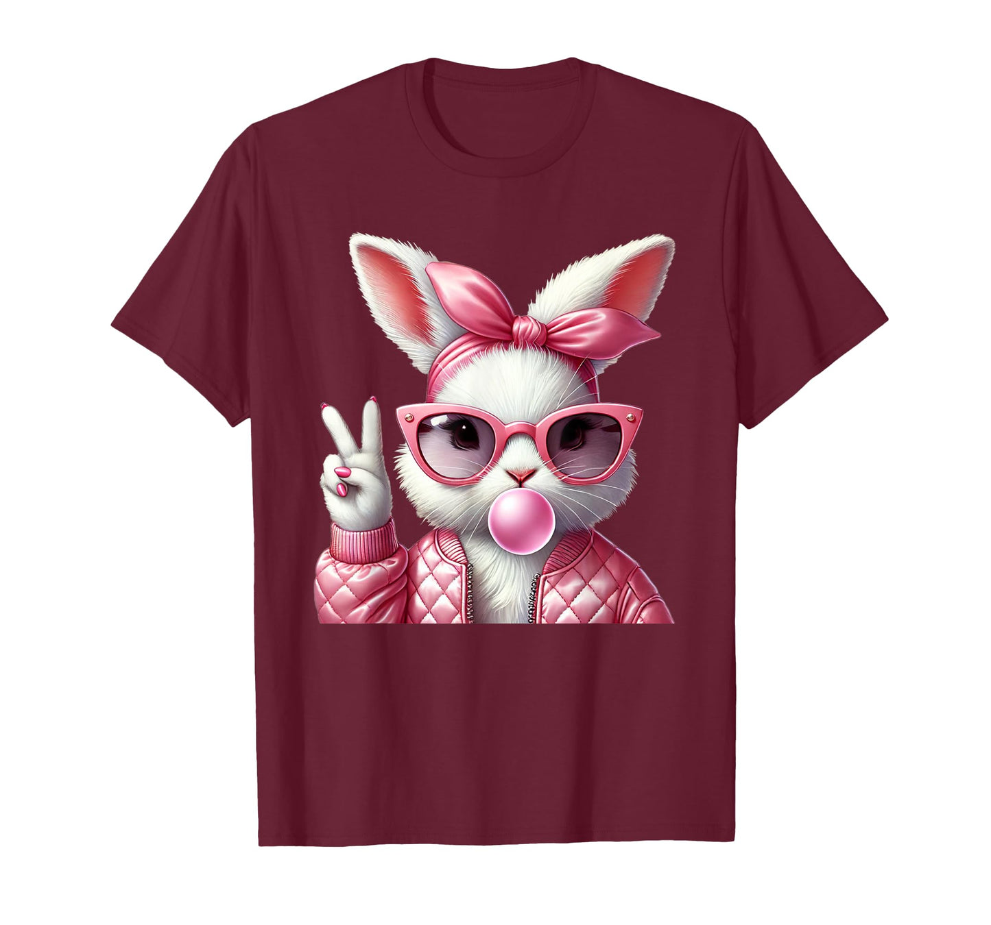 Cute Bunny Rabbit Glasses Bubblegum Easter Pastel T-Shirt
