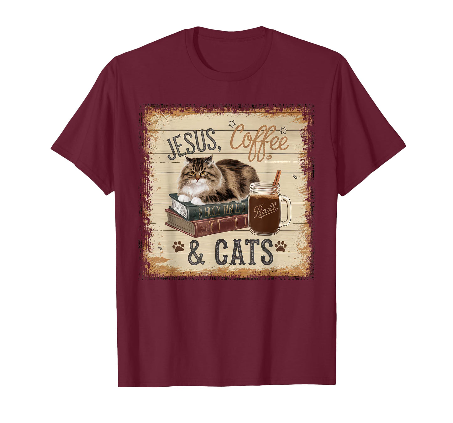 Jesus Coffee Cats Funny Cute Design Jesus Lovers Christian T-Shirt