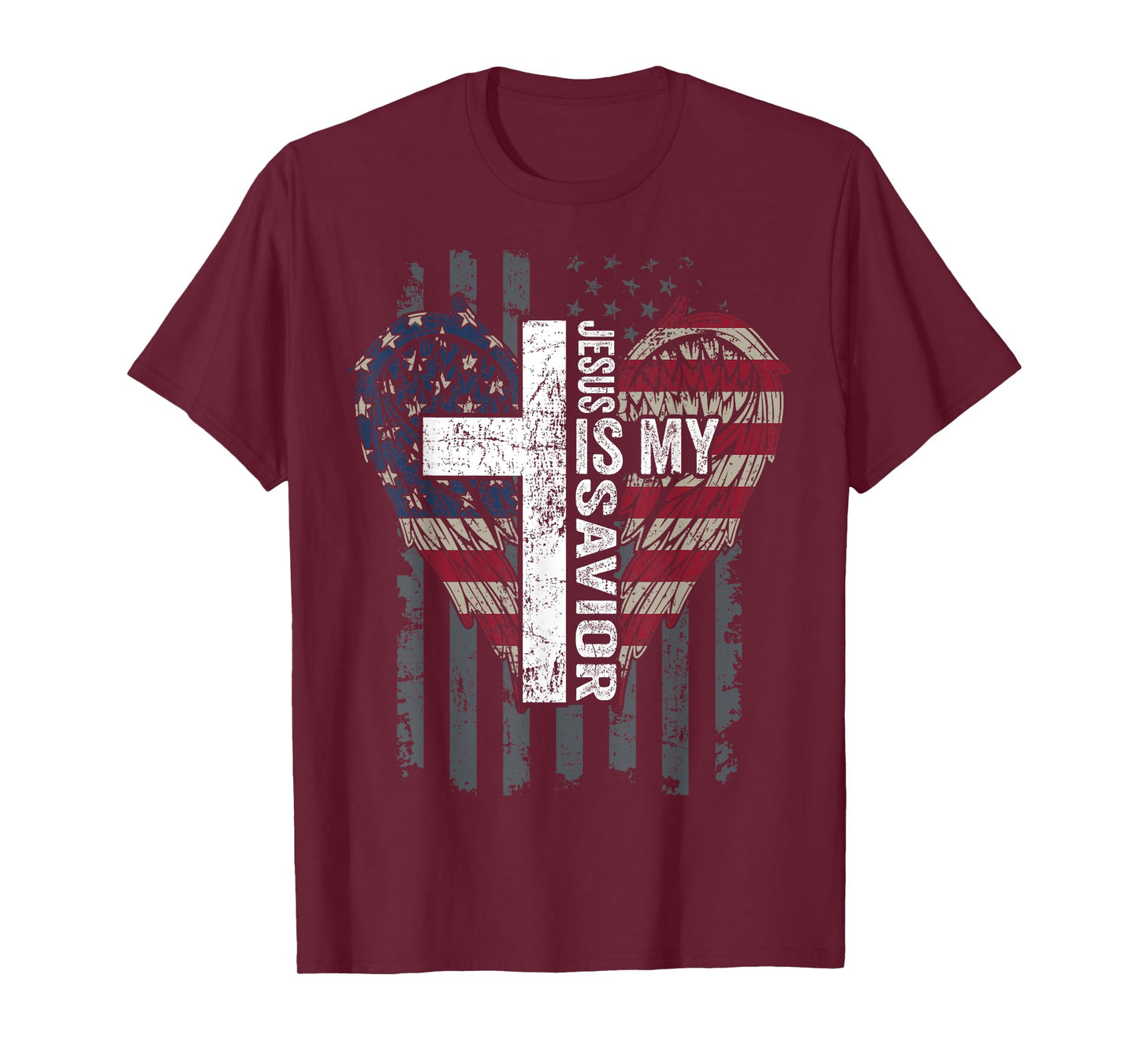 Jesus Is My Savior - Patriotic Christian Faith Cross Flag T-Shirt