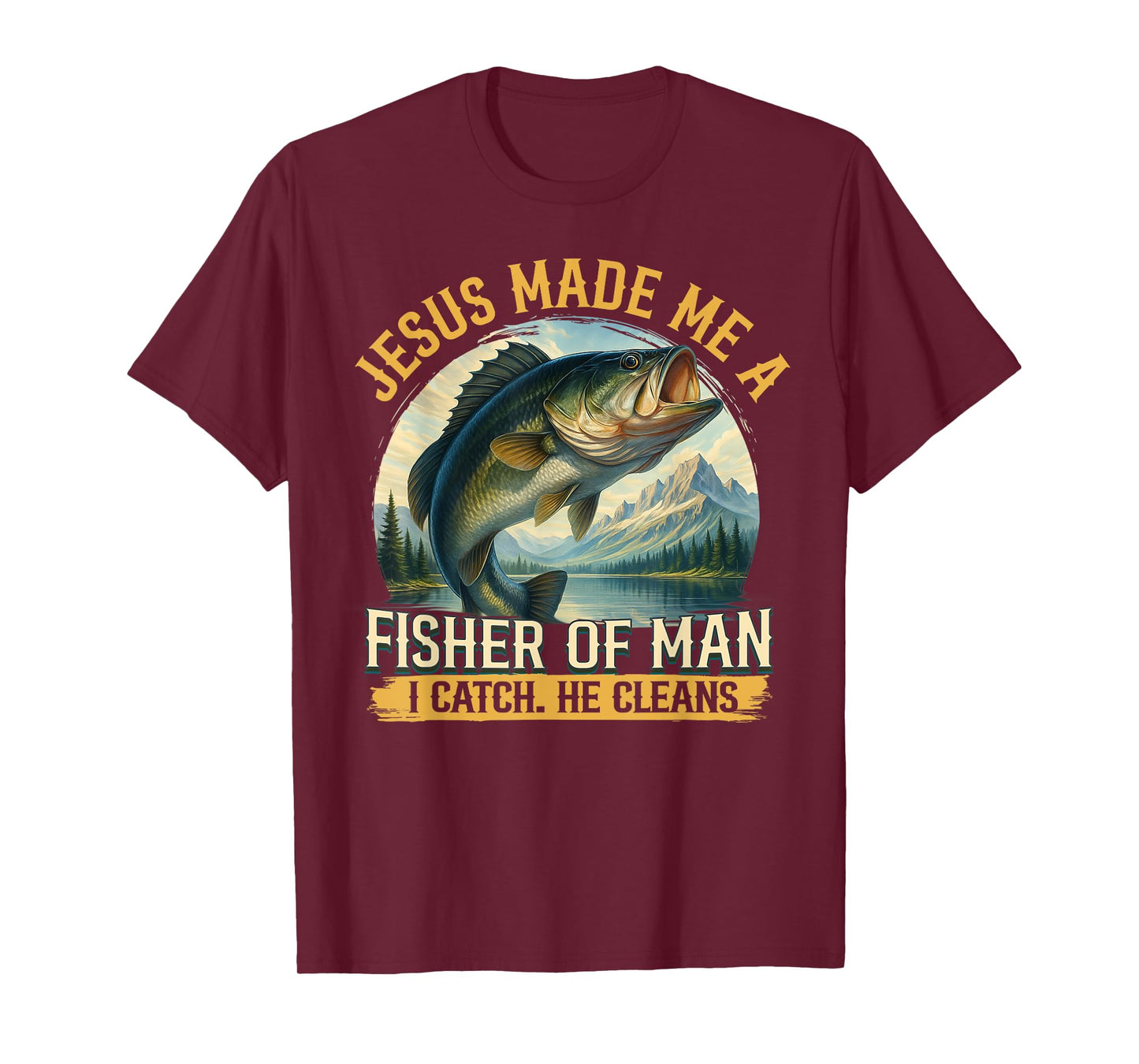 Jesus Made Me A Fisher of Men Vintage Christian Fisherman T-Shirt