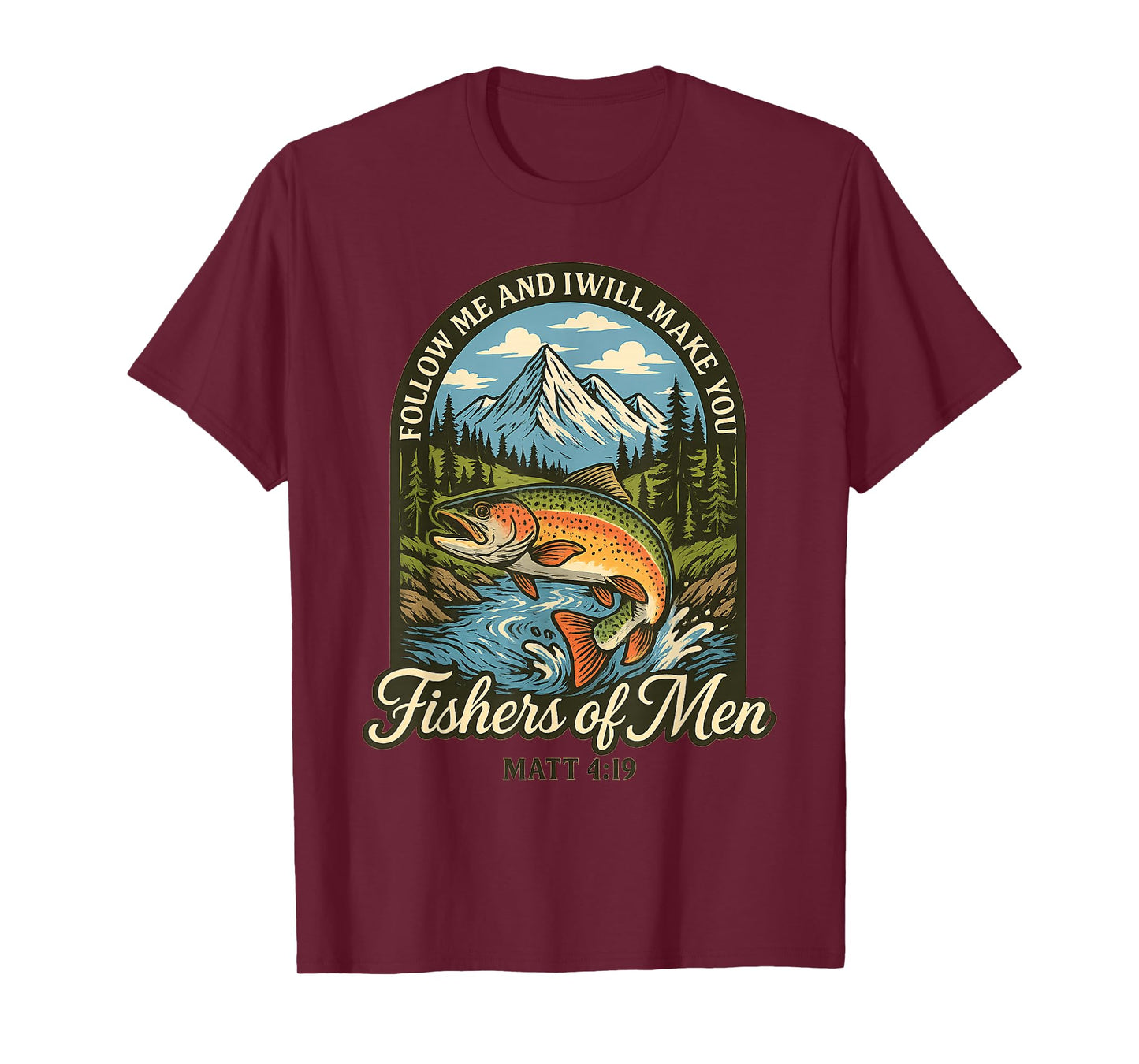 Christian Fishing Hunting Outdoor Tee Matt 4:19 Church T-Shirt