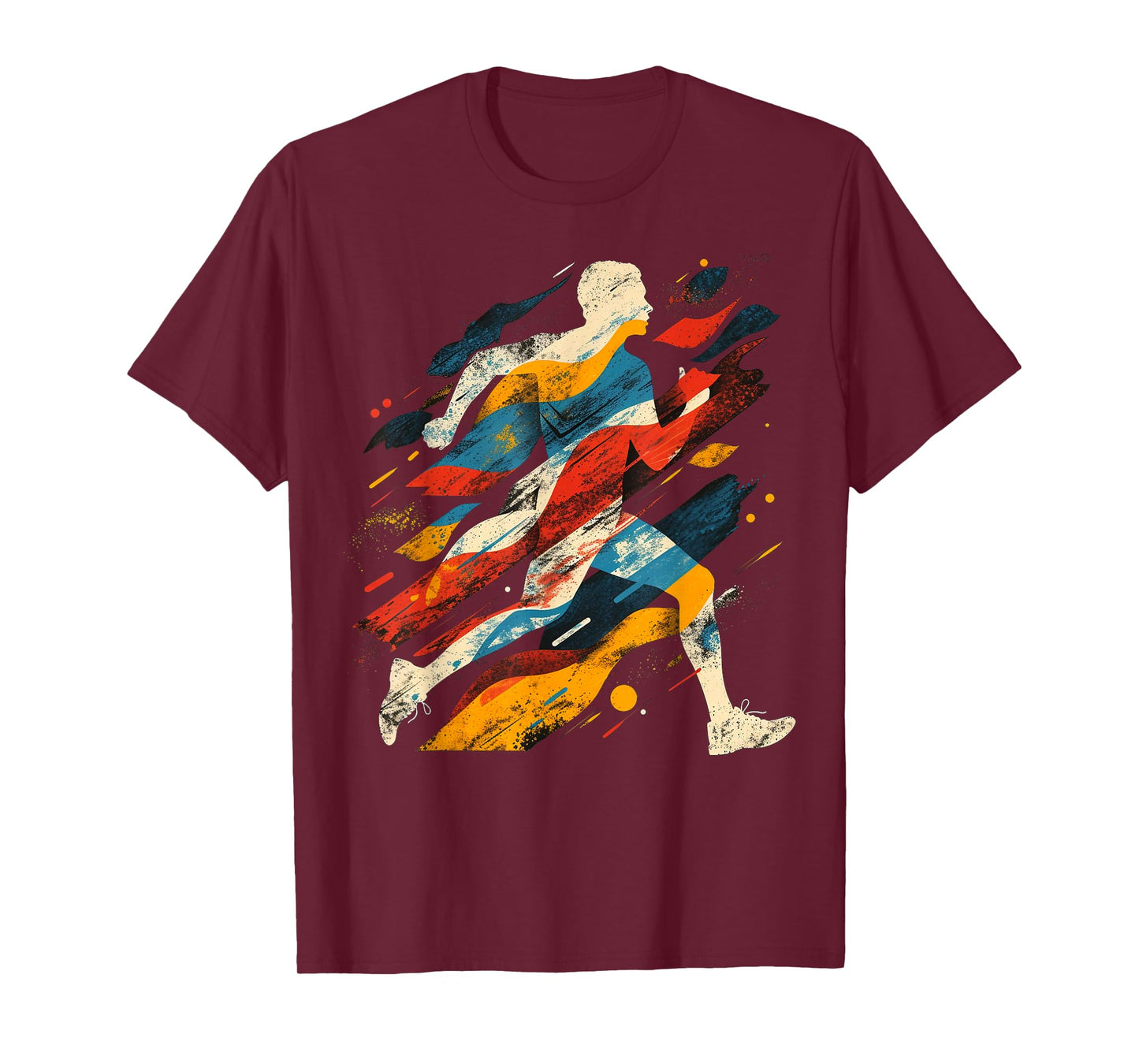 Artsy Cross country runner on Abstract Art Running T-Shirt