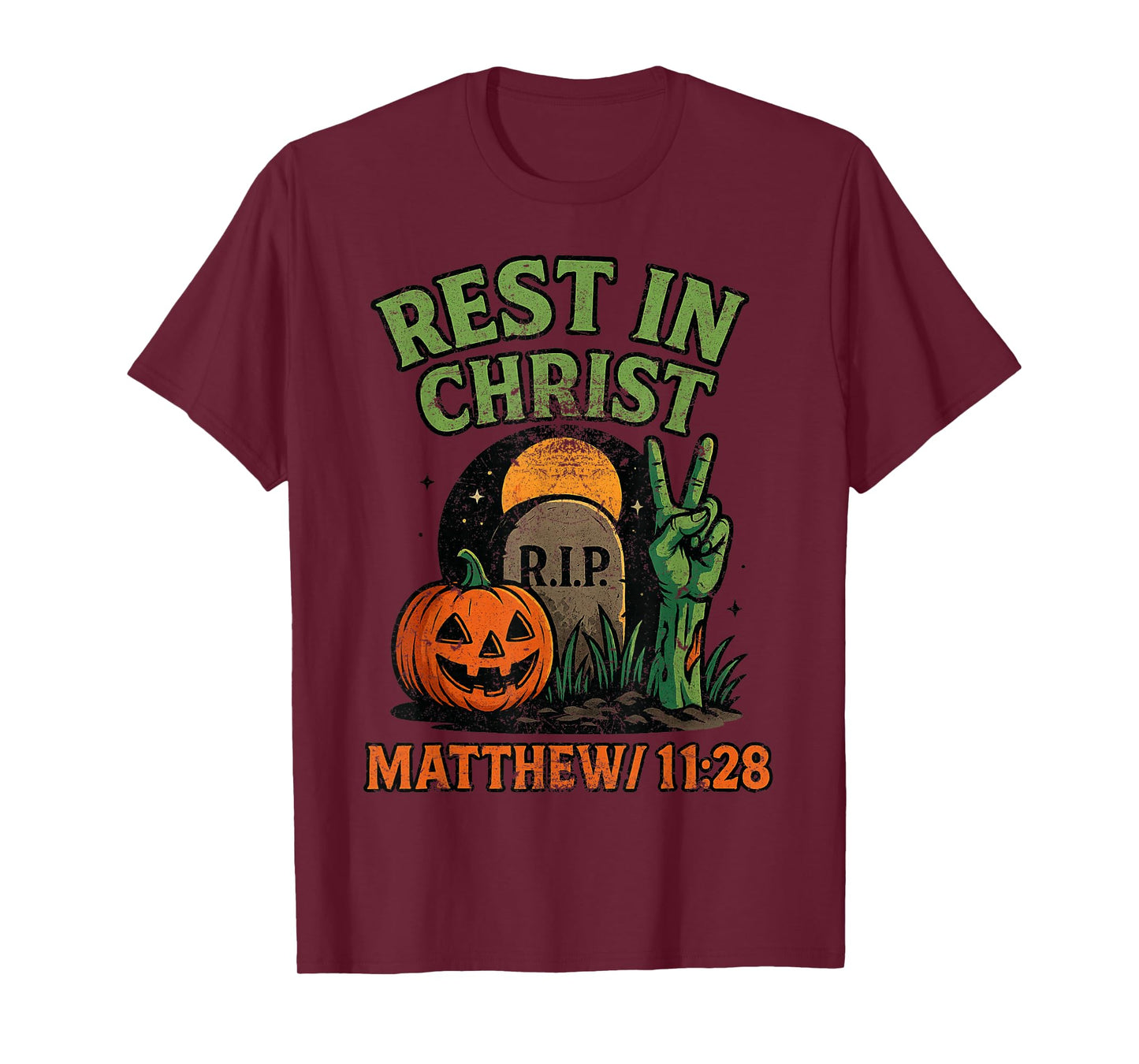 Rest in Christ Matthew 11:28 Christian Vintage Halloween T-Shirt