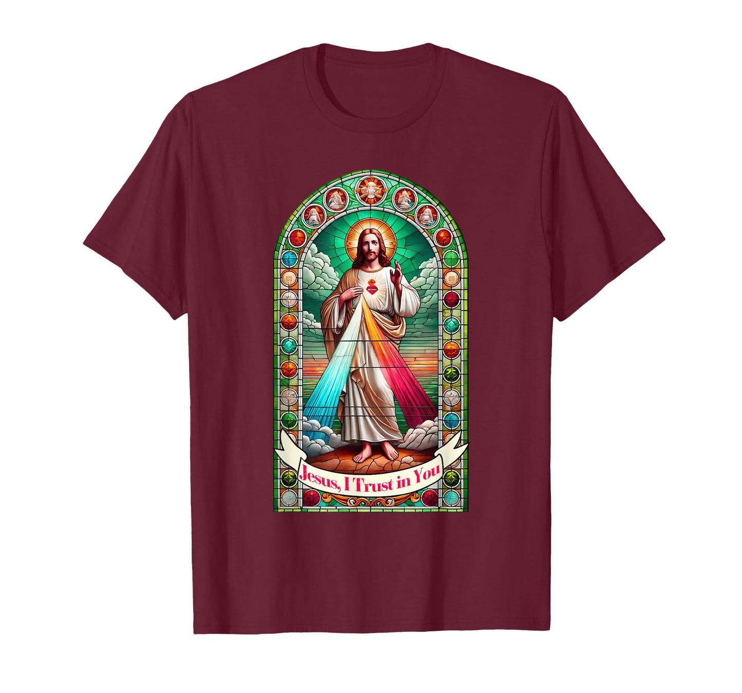 Jesus I Trust In You Faith Divine Mercy Graphic Catholic T-Shirt