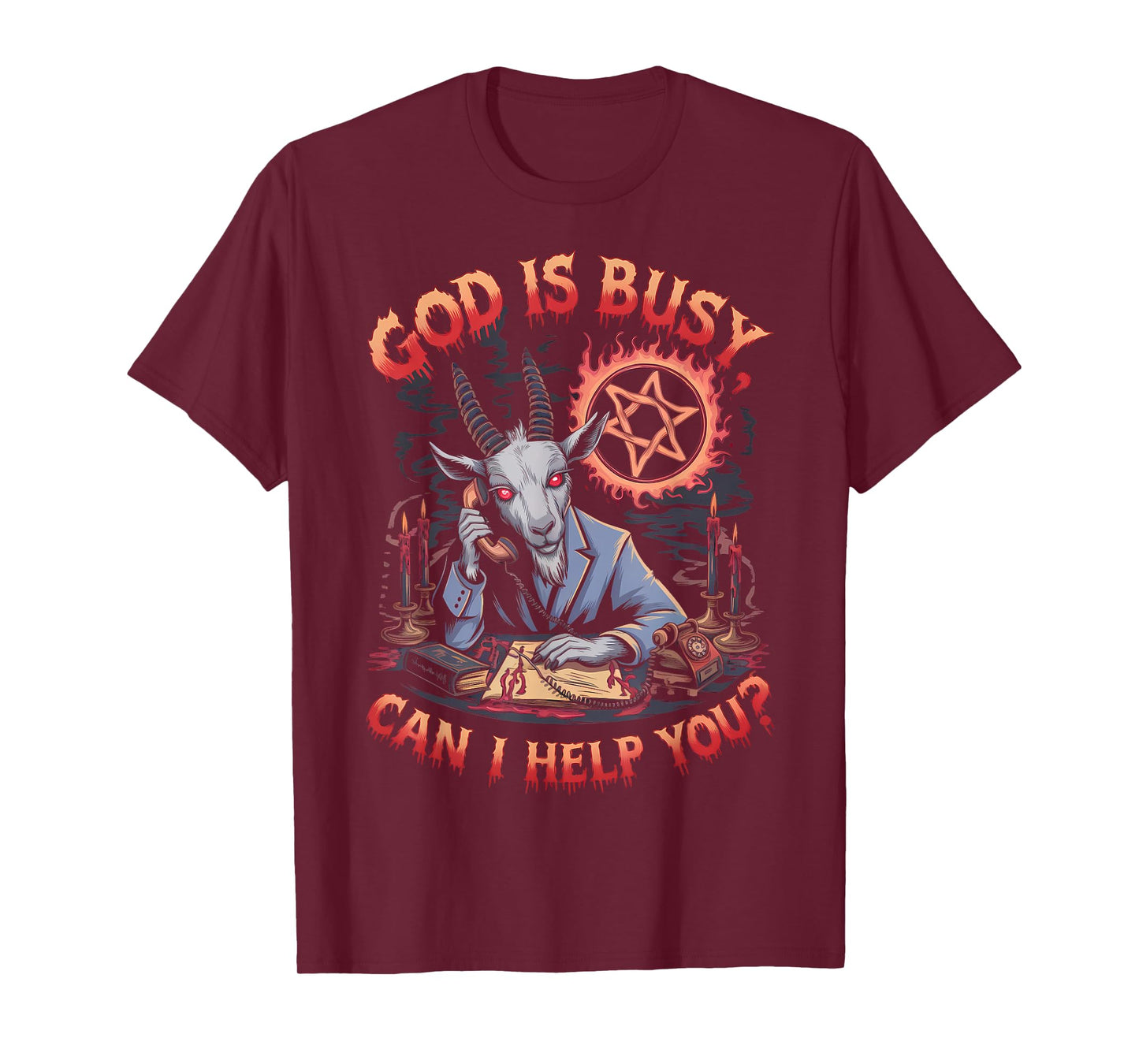 Satanic Goat Office Demon Occult Funny Sarcastic T-Shirt