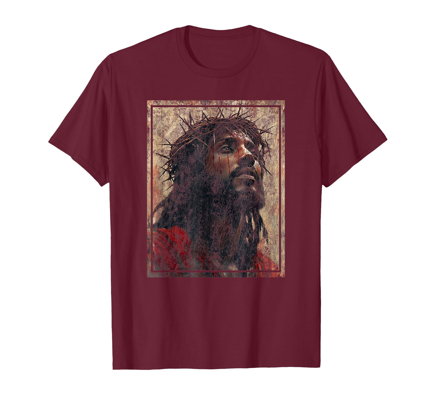 Vintage Black Jesus Face Of Jesus Cross With Crown Of Thorns T-Shirt