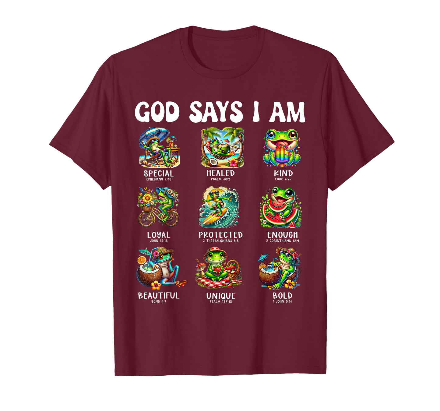 God Says I Am Cute Frog Scripture Bible Design T-Shirt