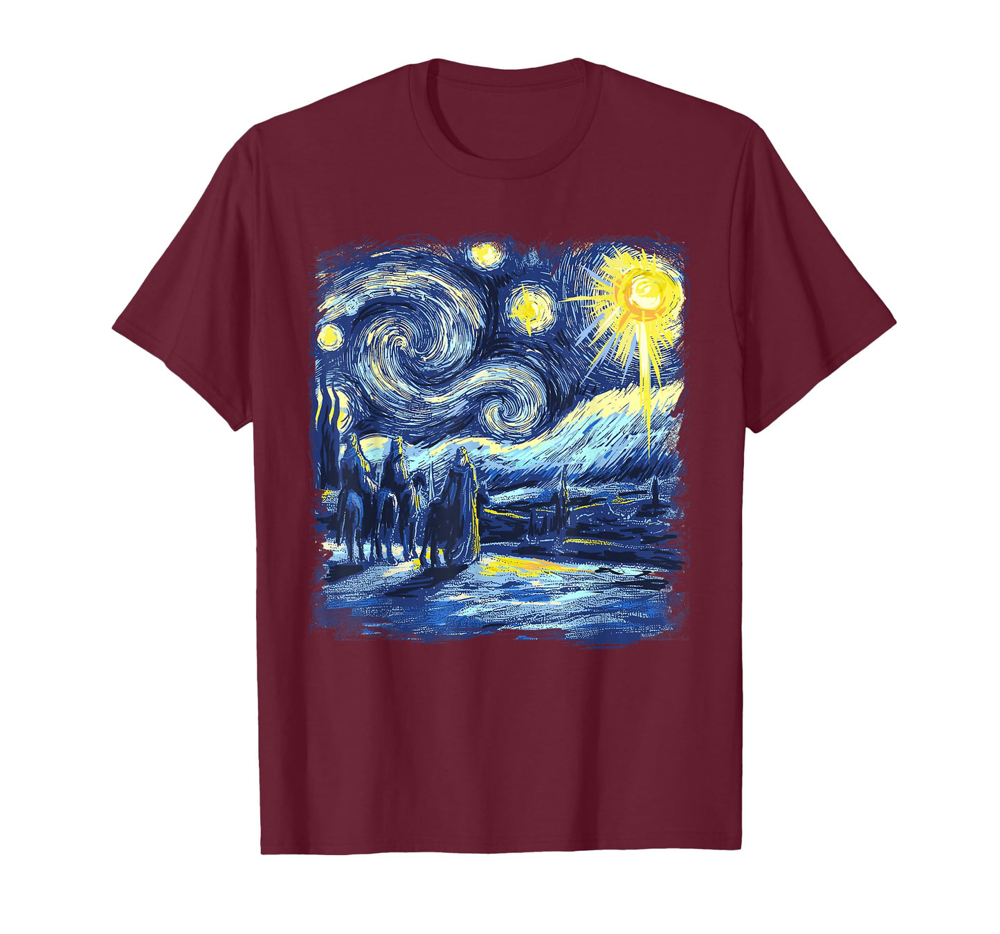 Van Gogh Shirt Starry Night Three Wise Men Funny Christian T-Shirt
