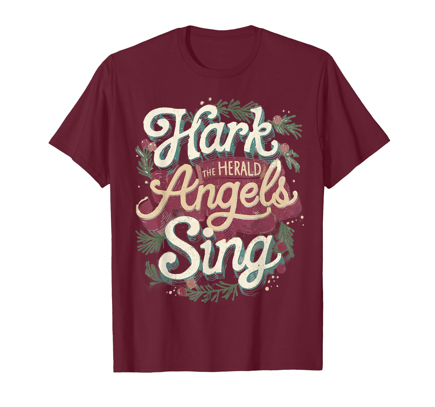 Retro Hark the Heralds Angels Sing Christian Christmas Tee T-Shirt