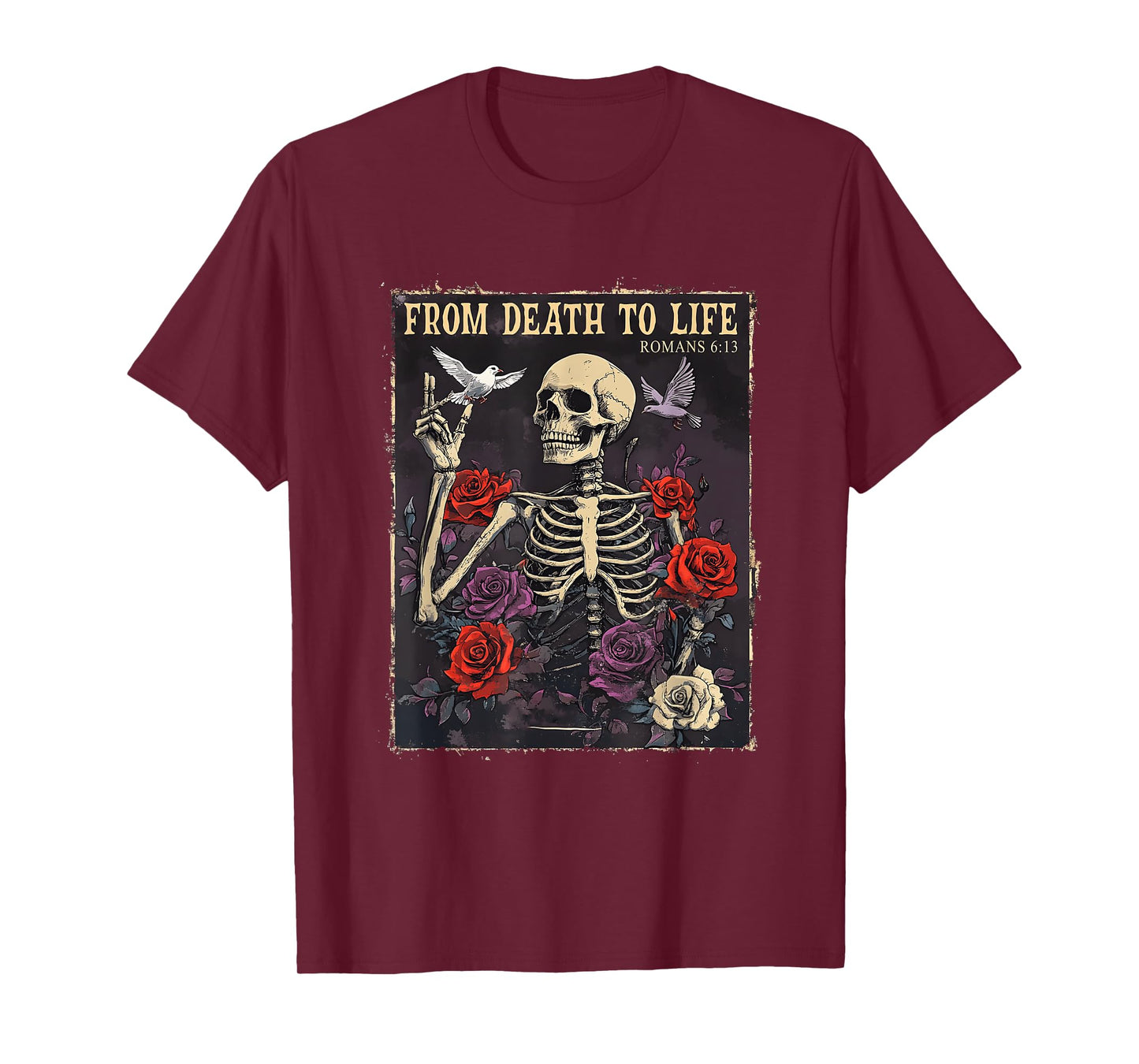 from Death to Life Christian Bible Vintage Gothic Skeleton T-Shirt
