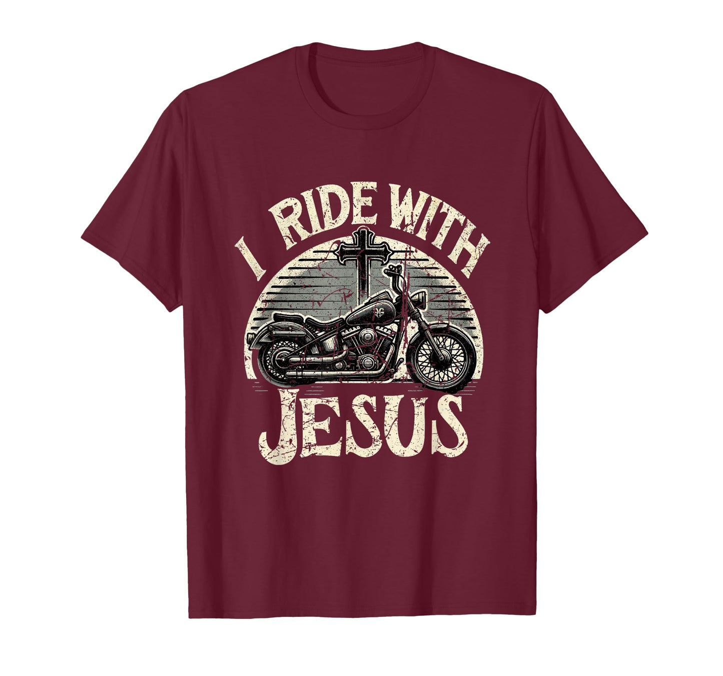 Vintage I Ride With Jesus Motorcycle Christian T-Shirt