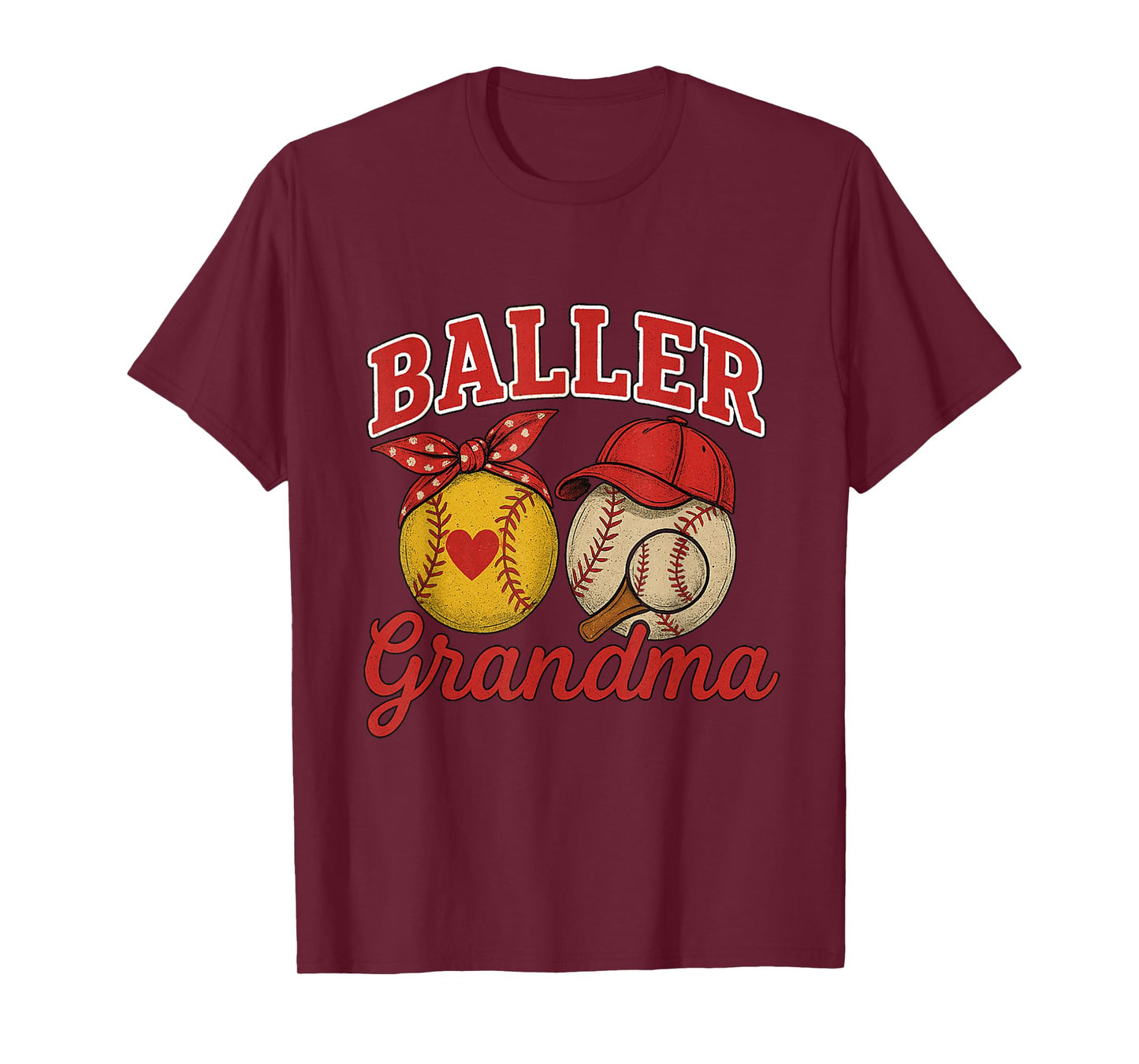 Softball and Baseball Lover Grandma Perfect Mother’s Day T-Shirt