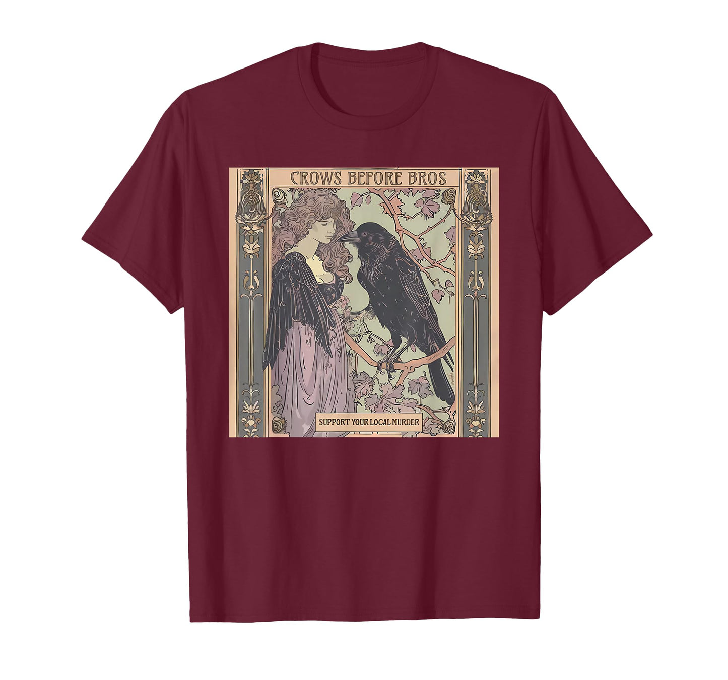 Vintage Girl Crows Before Bros Support Your Local Murder T-Shirt