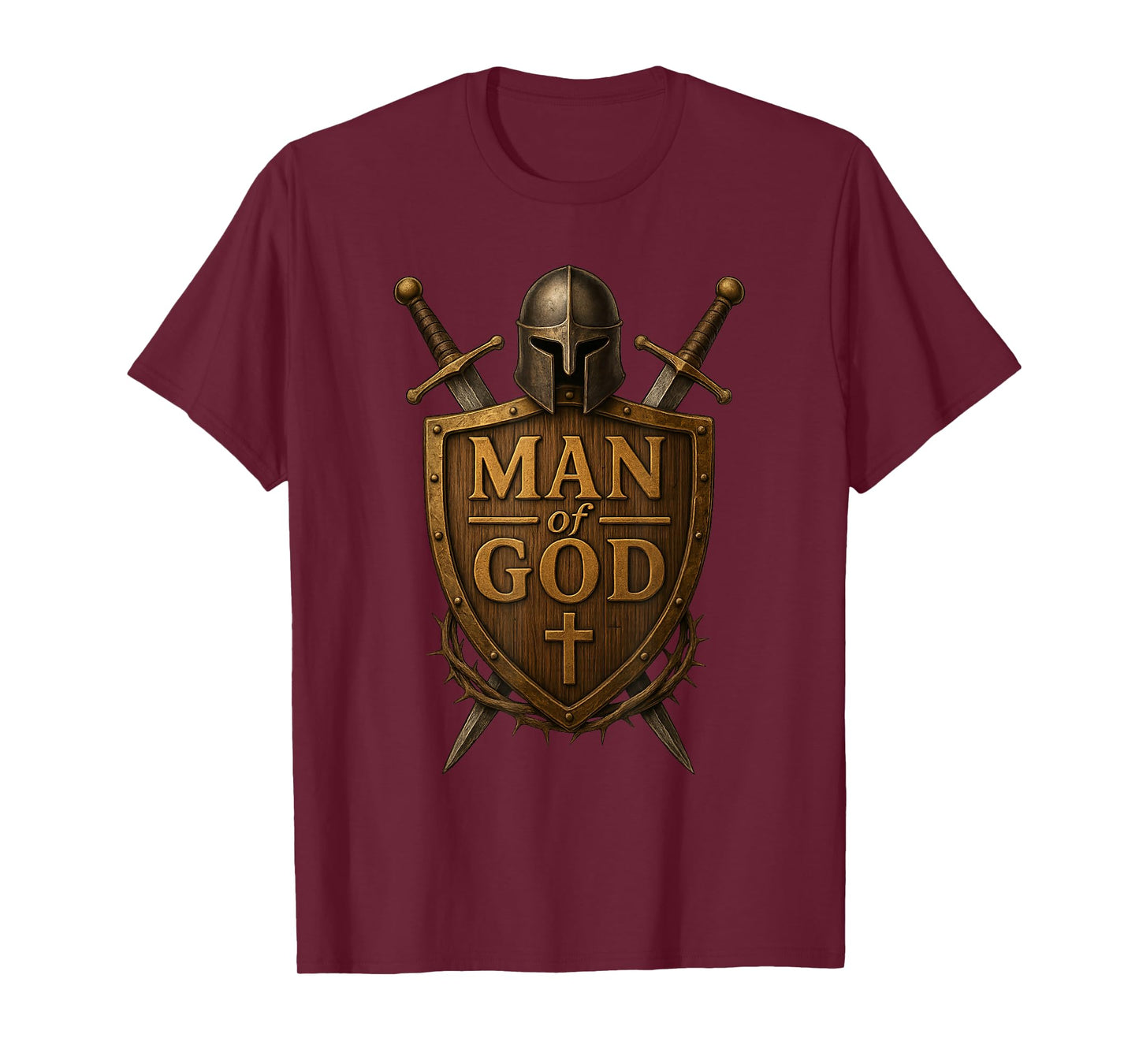 Faithful Warrior Man of God Christian Men Knight Armor Dad T-Shirt