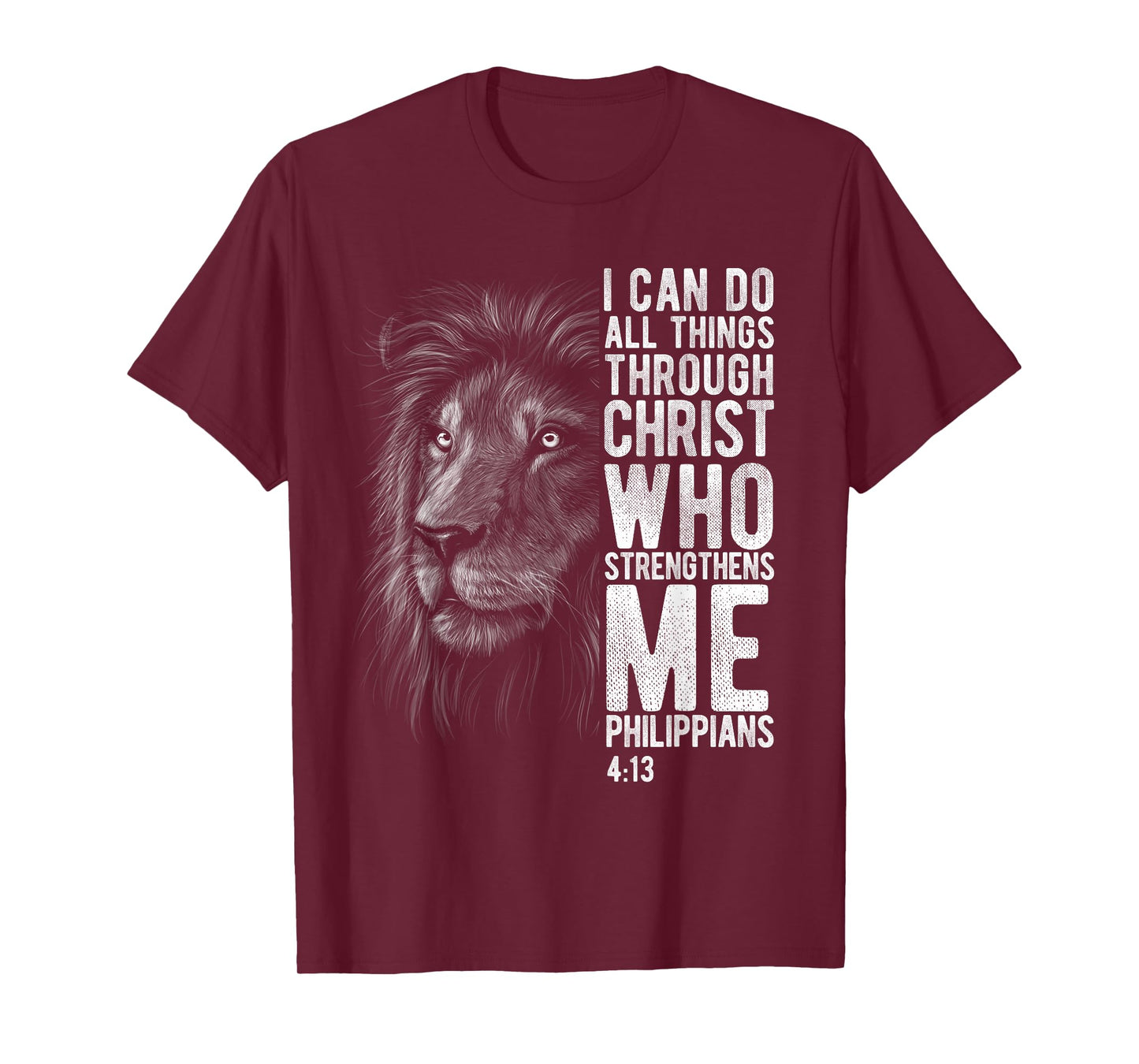 Christian I Can Do All Things Through Christ Lion Faith Gift T-Shirt