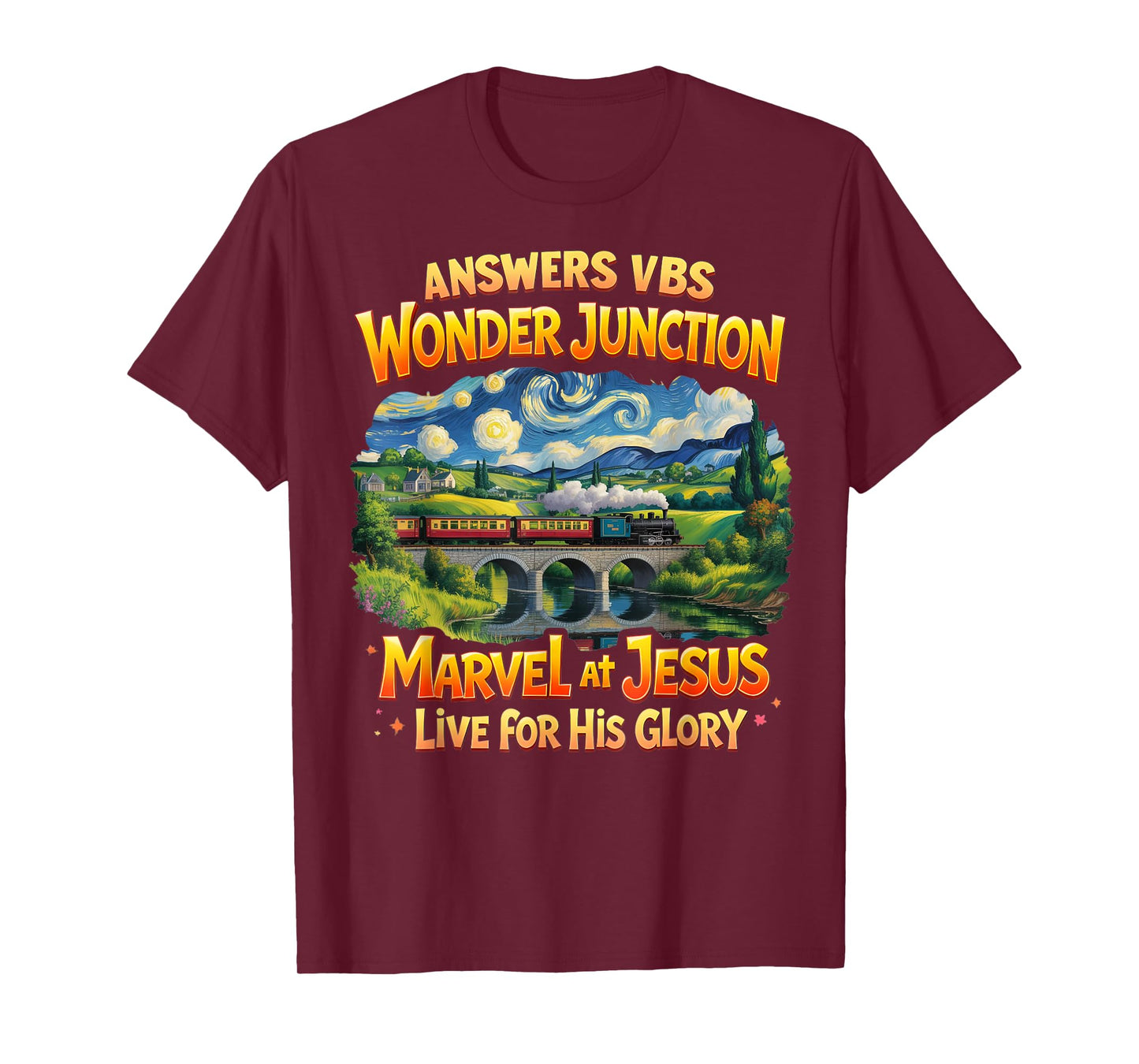 Christian Camp VBS 2025 Wonder His Glory Junction Train T-Shirt