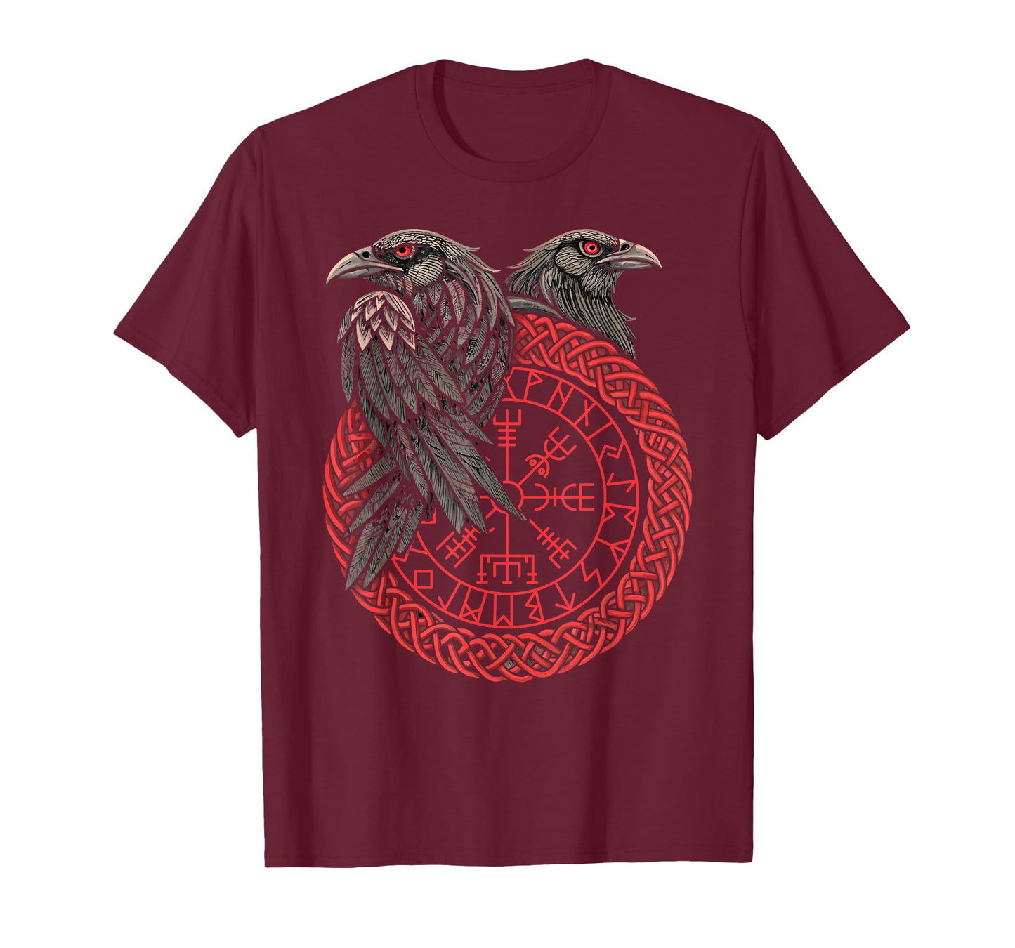 Retro Viking Compass Vegvisir Nordic Rune Raven T-Shirt
