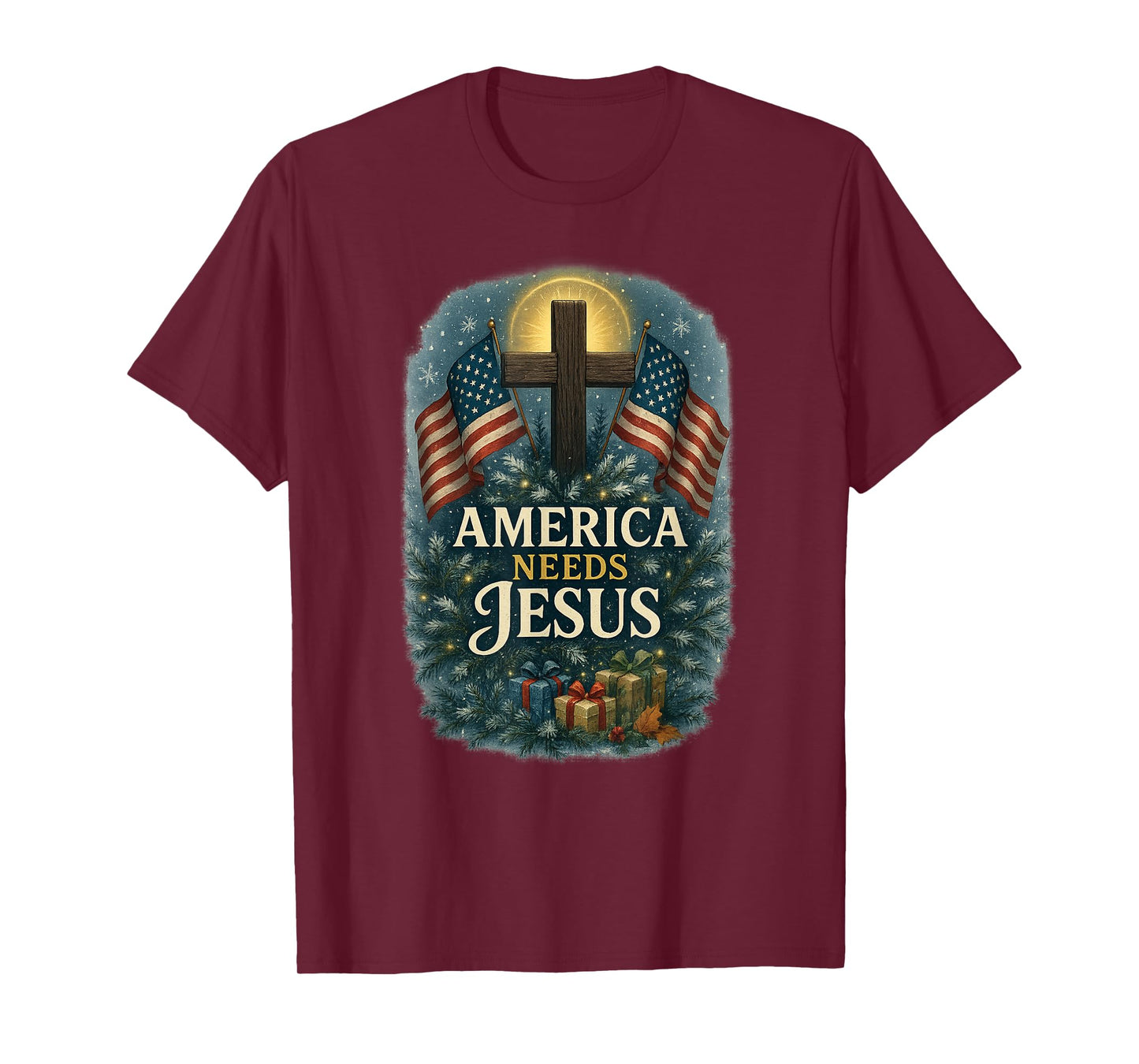 America Needs Jesus Patriotic Christians Christmas Patriotic T-Shirt