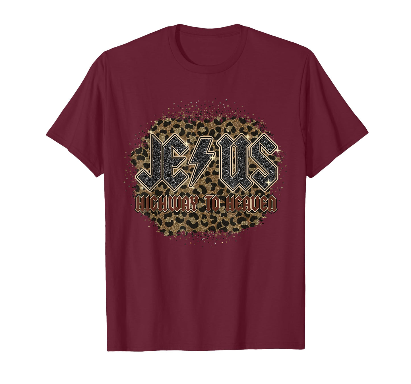 Bleached Leopard Jesus Highway To Heaven, Christian Apparel T-Shirt