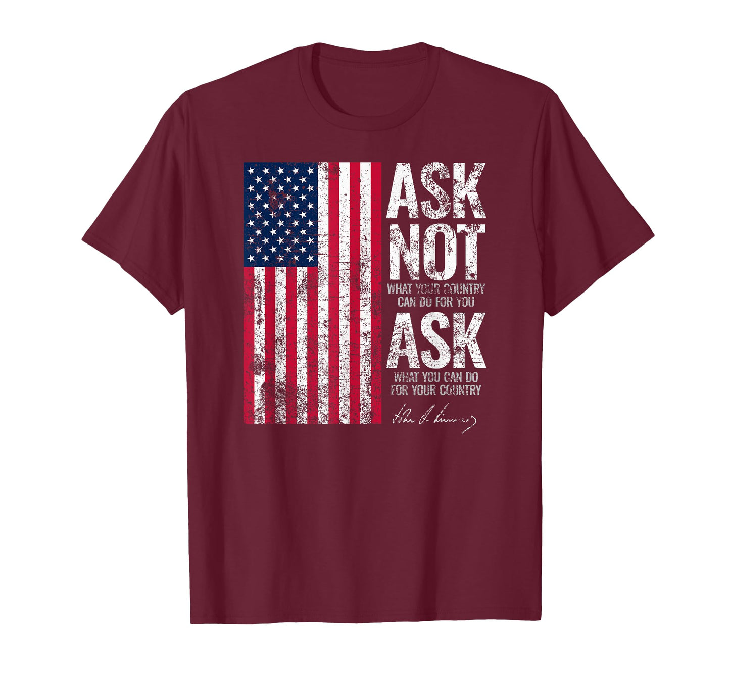Utopia Sport Kennedy Shop JFK John F. Kennedy Ask Not Quote Distressed Print Unisex-Adults, Unisex-Kids T-Shirt, Black, Small, Short Sleeve