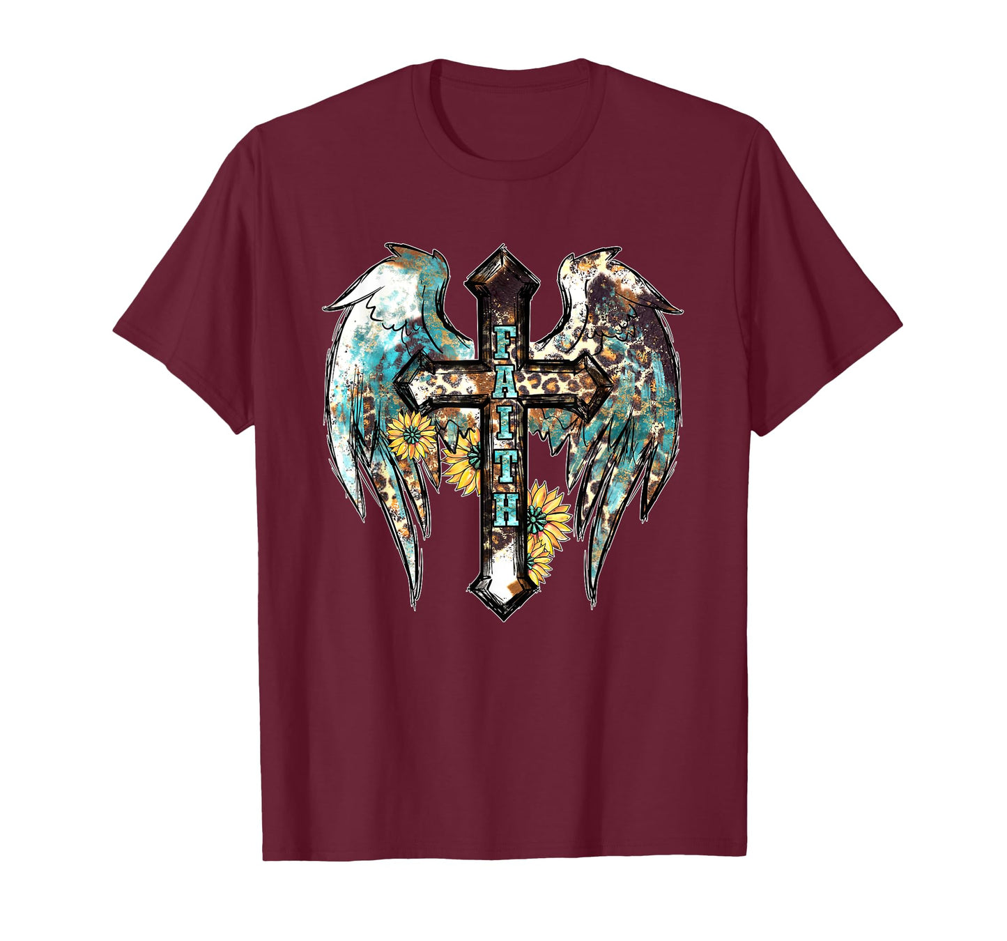 Christian Western Cross With Sunflower Decor For Women Faith T-Shirt