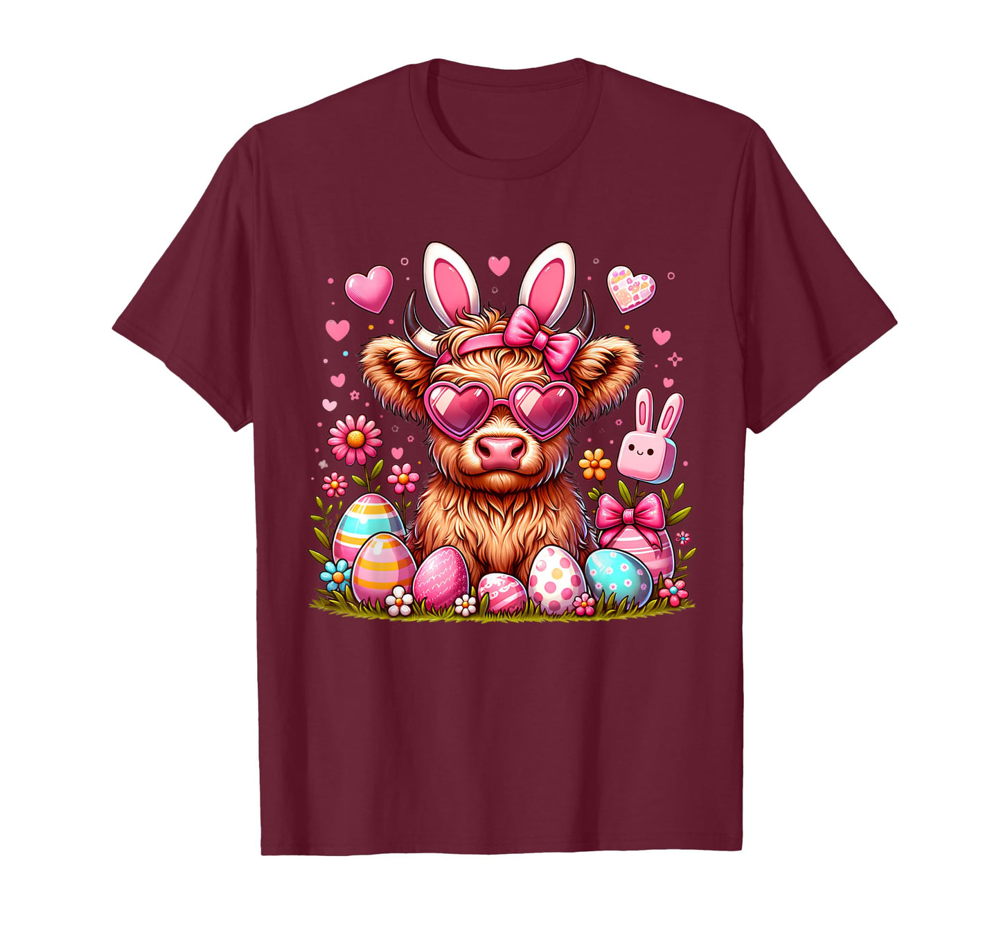 Easter Day Highland Cow bunny Cute Cow Easter T-Shirt
