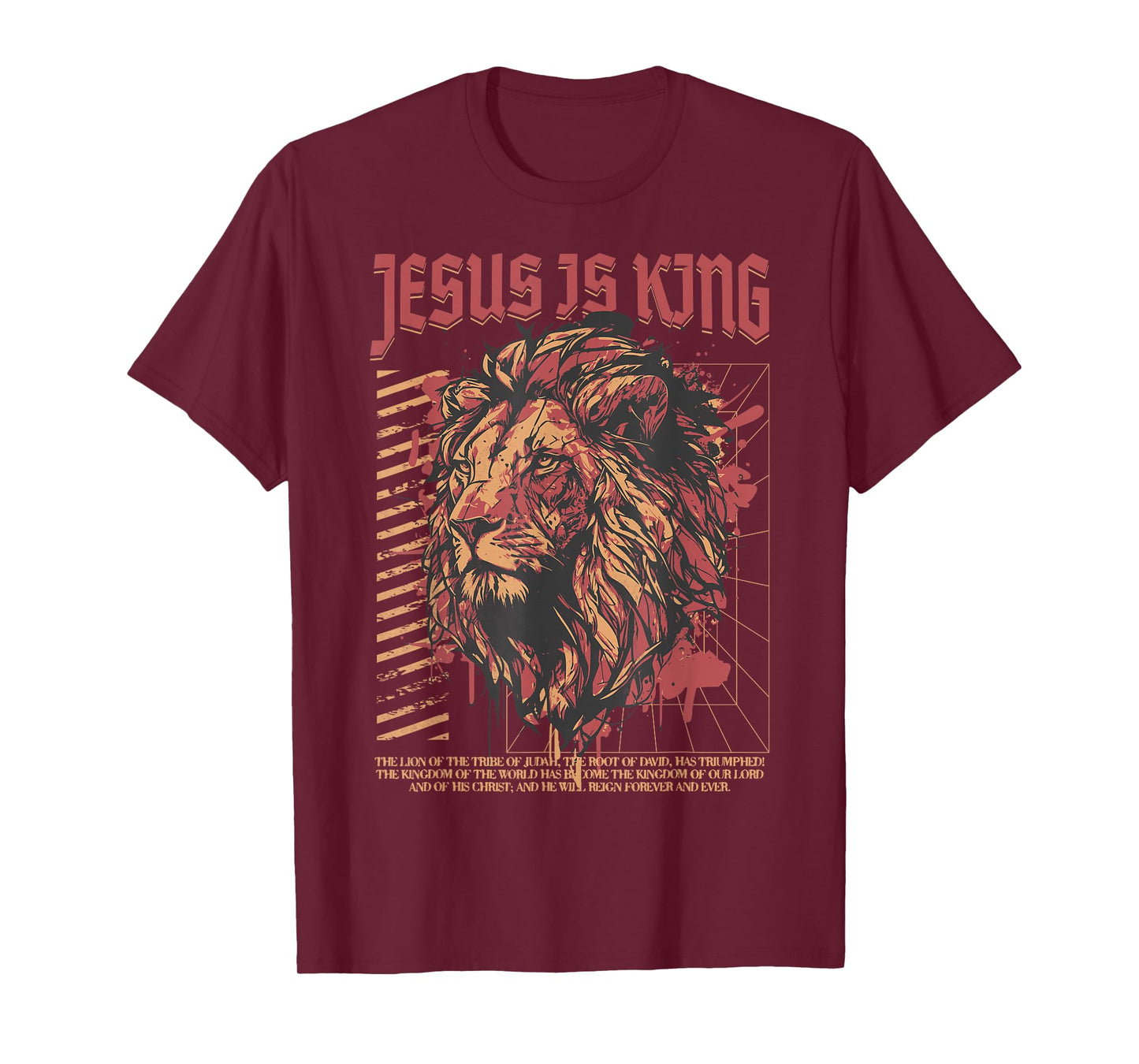 Jesus is King Christian Lion Bible Scripture Faith Quote T-Shirt